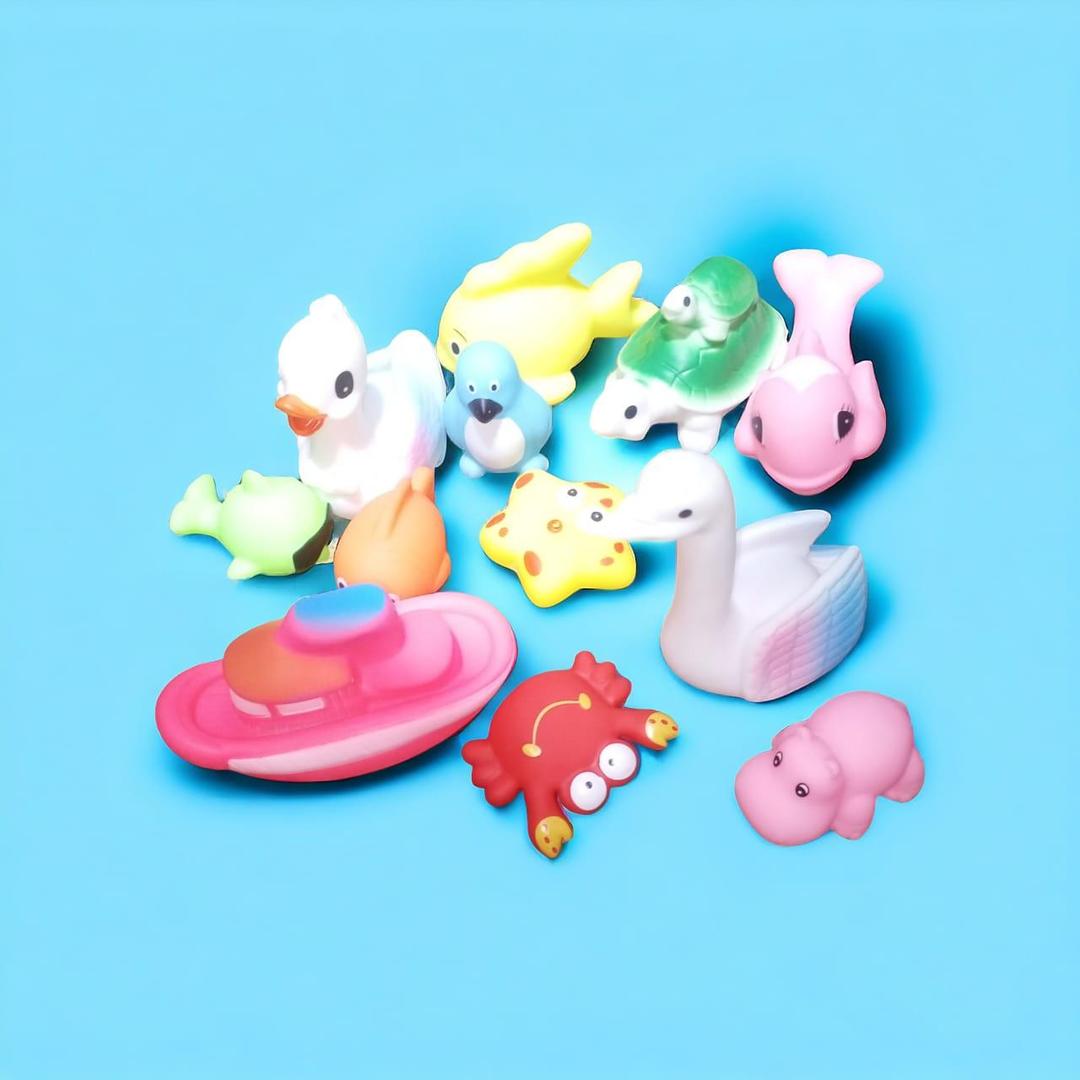 Multicolor Rubber Toy Set for Kids - 12 Pcs Playtime Fun!