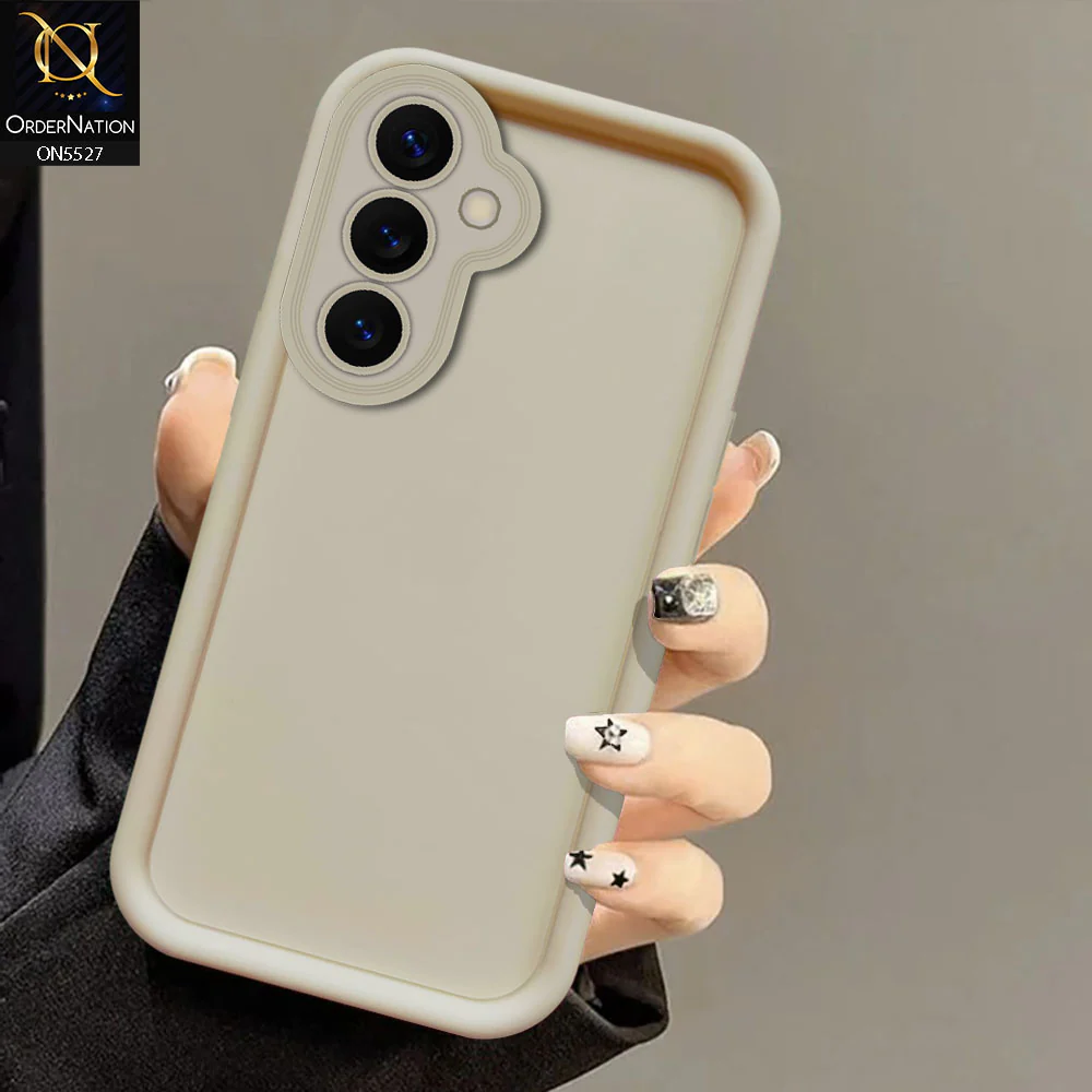 Samsung Galaxy A04 Cover - Off White -Soft Silicone Case With Round Bumper Matte TPU Shockproof Cover