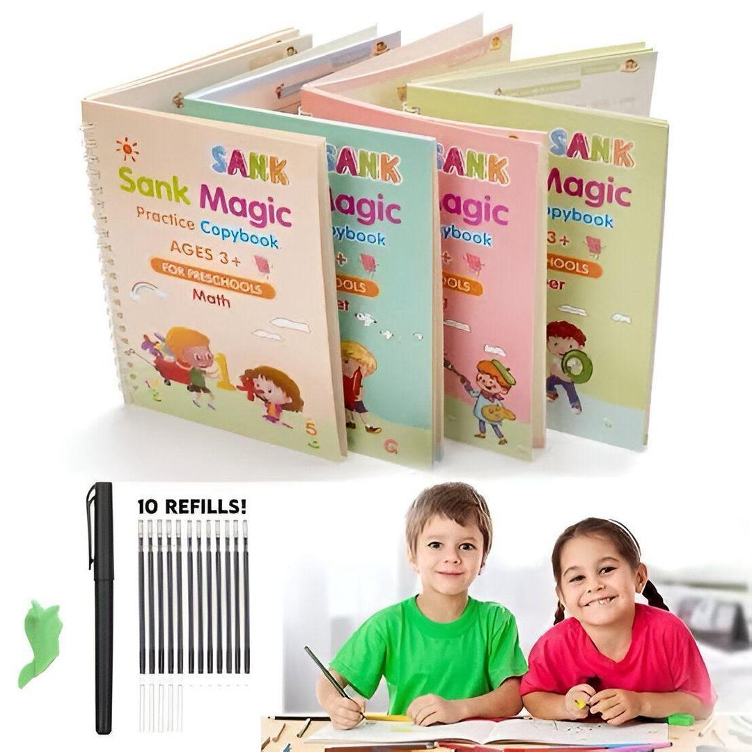 4 Pcs Magic Learning Book Set for Boys and Girls - Multicolor Paper Fun