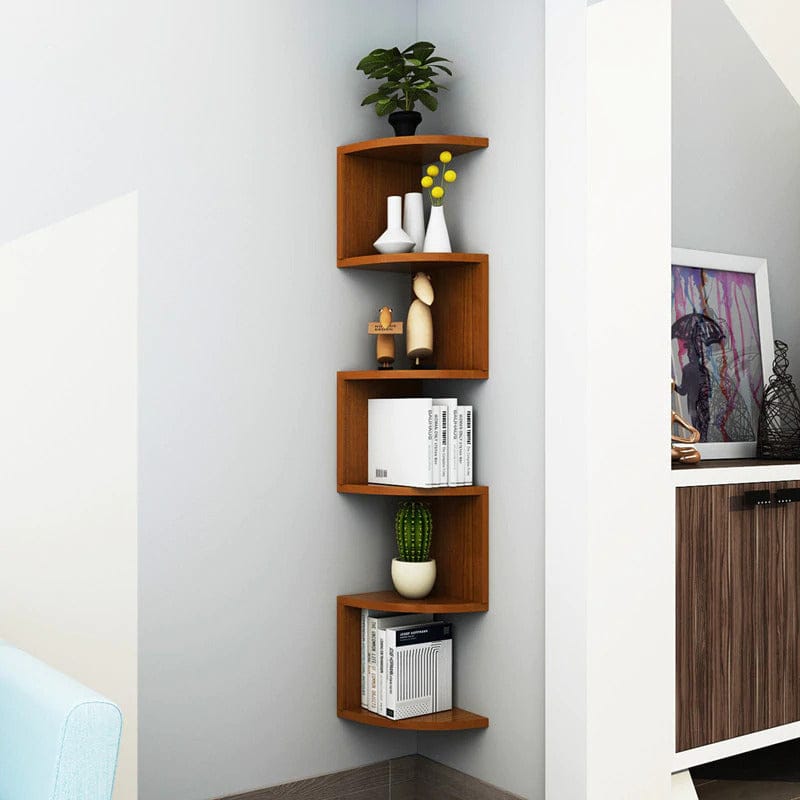 Bedroom Corner Storage Shelf & Wall Mounted Book Display