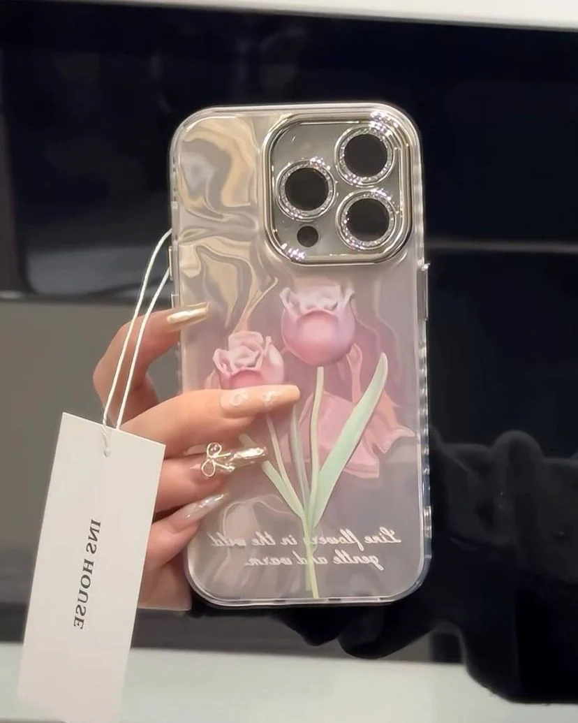 Gradient Floral iPhone Case w/ Crystal Lens Protector 70% OFF TODAY