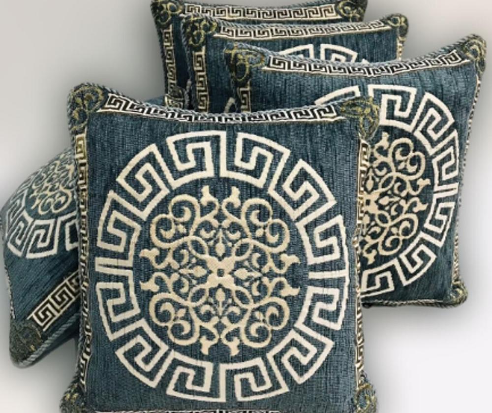5 Pcs Velvet Jacquard Embroidered Cushion Covers With Filling