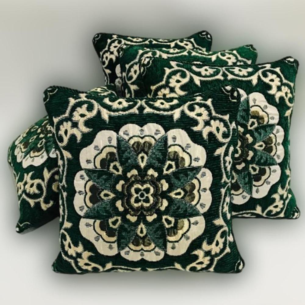 5 Pcs Velvet Jacquard Embroidered Cushion Covers With Filling