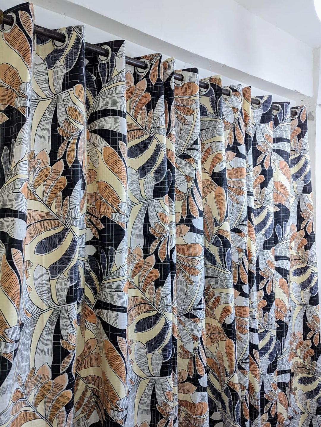 1 Pc Cotton Printed Curtains