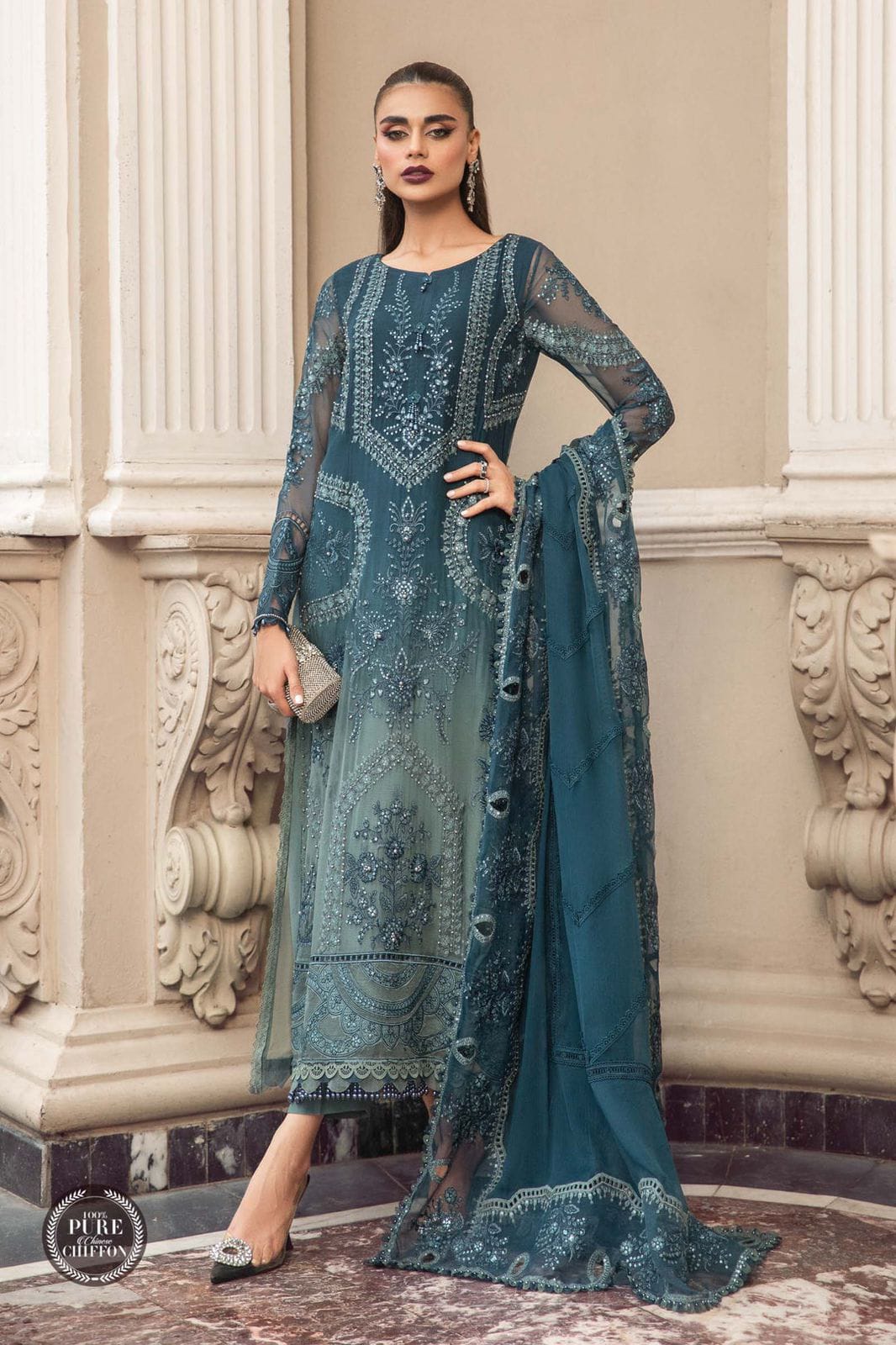 Embroidered chiffon 3pc