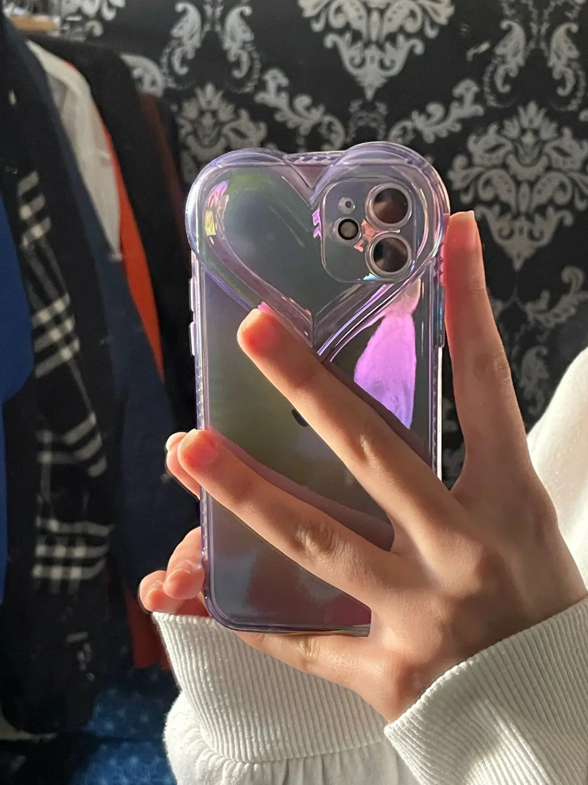  Holographic Heart Phone Case for iPhone - Clear, Glitter, Protective