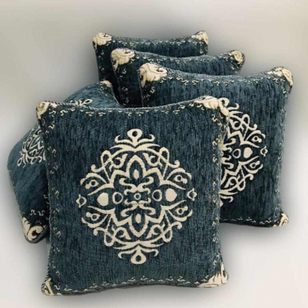 5 Pcs Velvet Jacquard Embroidered Cushion Covers With Filling