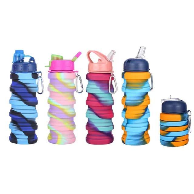Multicolor Portable Collapsible Water Bottle - Leak Proof 500ml Size