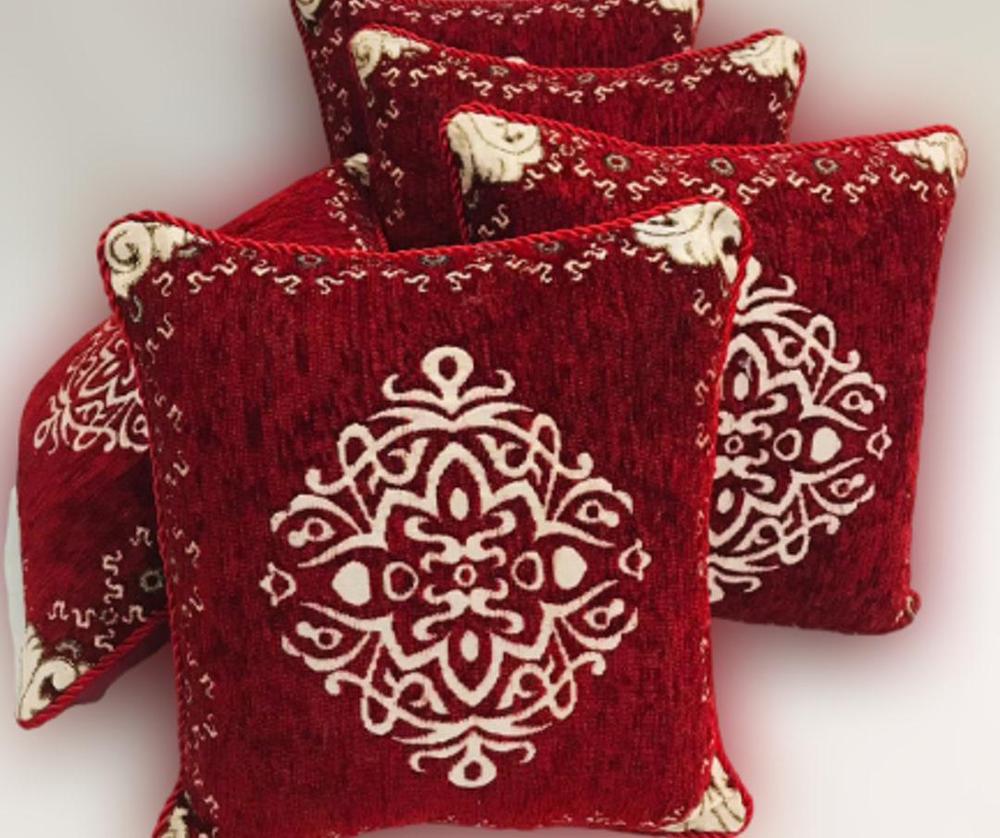 5 Pcs Velvet Jacquard Embroidered Cushion Covers With Filling