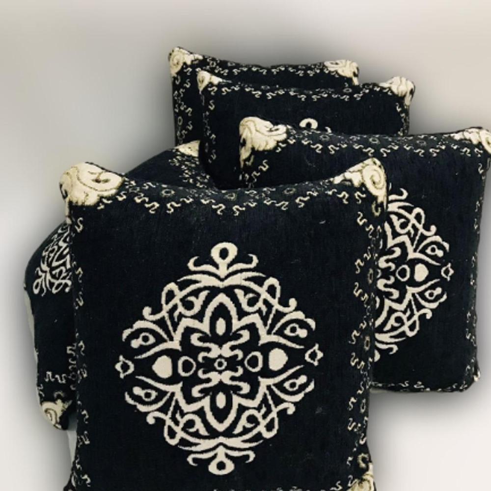 5 Pcs Velvet Jacquard Embroidered Cushion Covers With Filling