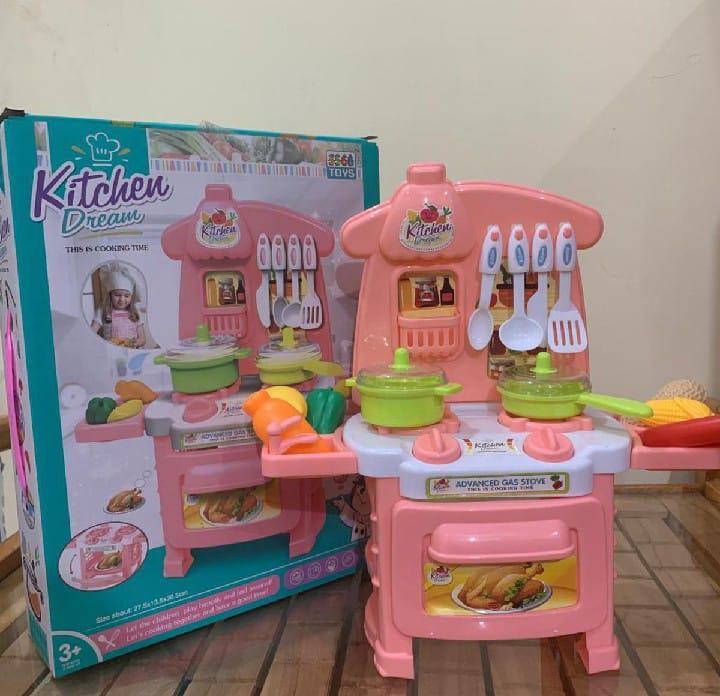 Cute Pink Kitchen Set for Girls - 10 Pcs Plastic Cookware