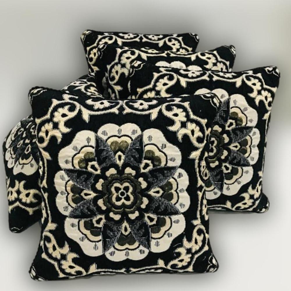 5 Pcs Velvet Jacquard Embroidered Cushion Covers With Filling