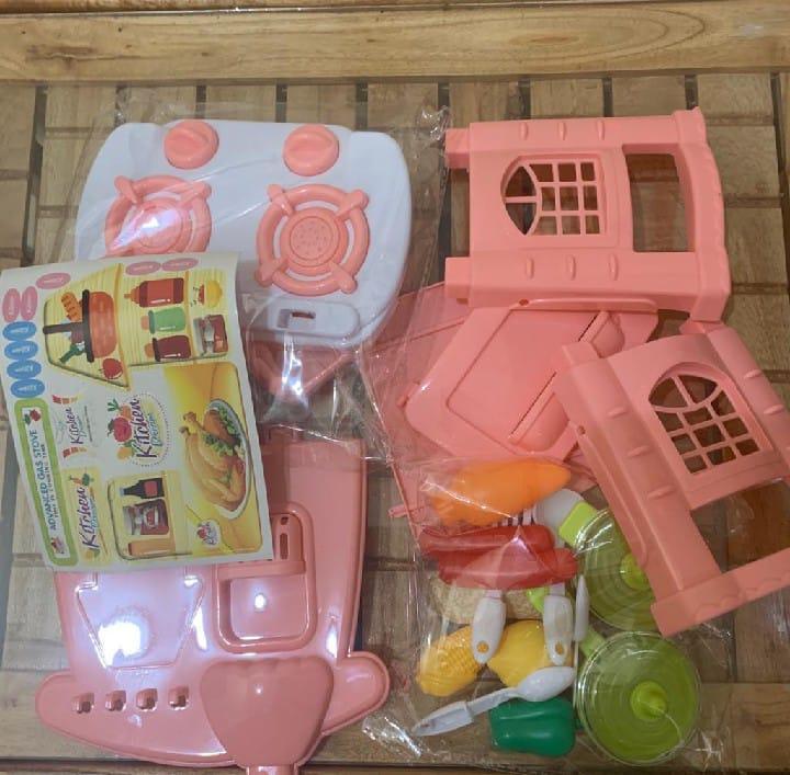 Cute Pink Kitchen Set for Girls - 10 Pcs Plastic Cookware