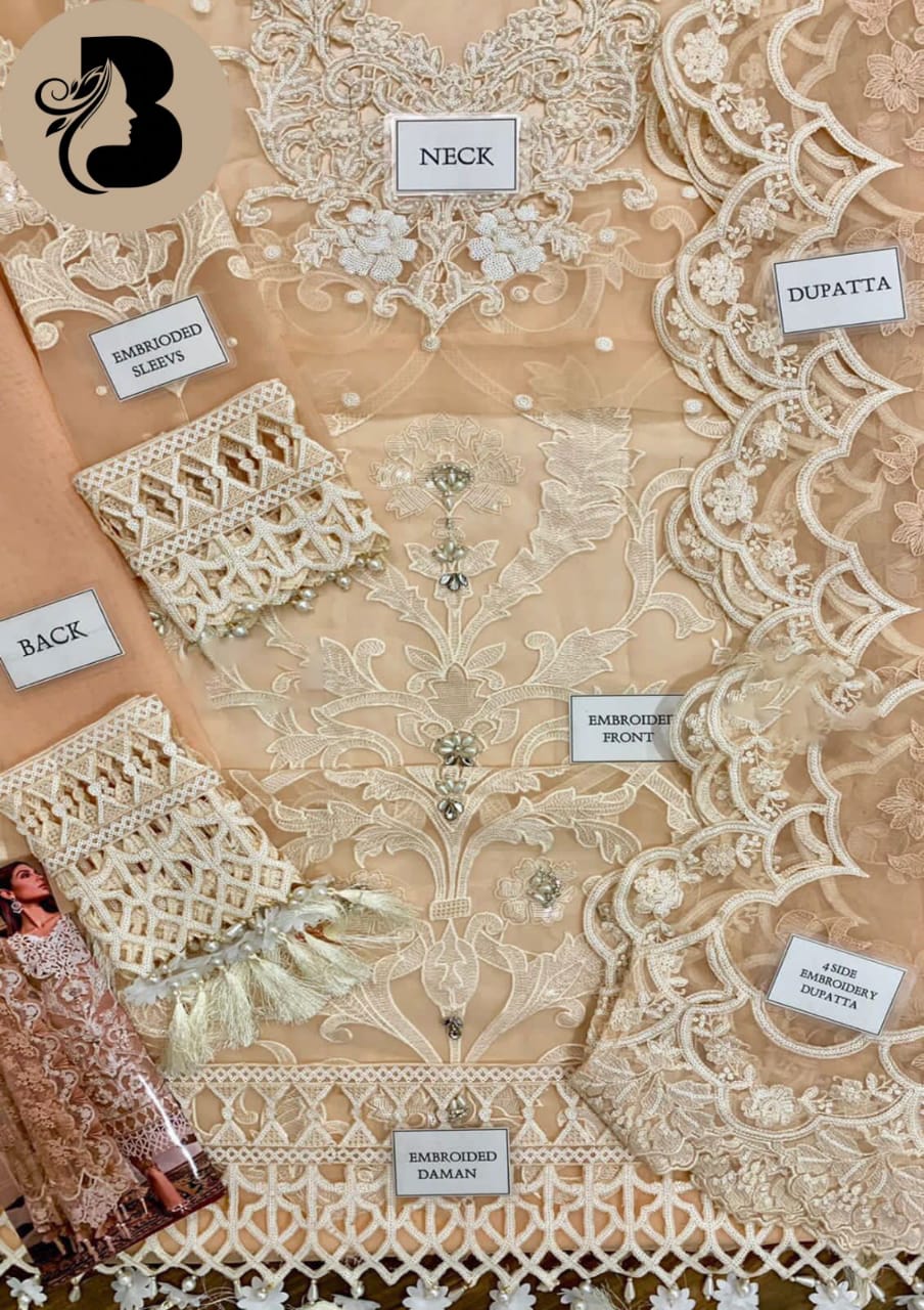Organza fully heavy embroidered spangle work front body with fully hand embellishment adha work