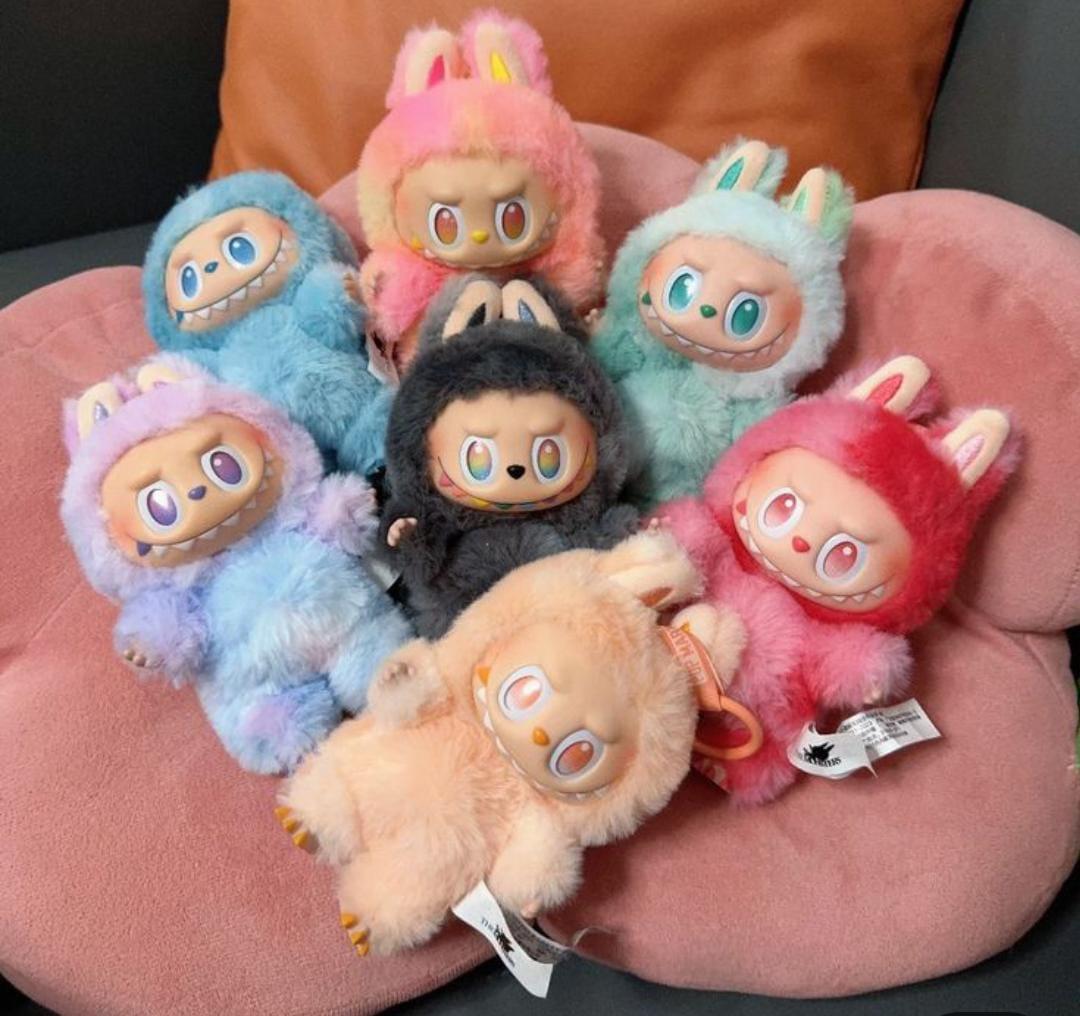 Multicolor Labubu Doll Plush Toy & Keychain Set - 2 Pcs