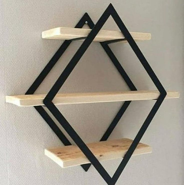 Geometric Wooden Wall Shelves – Modern Display Rack