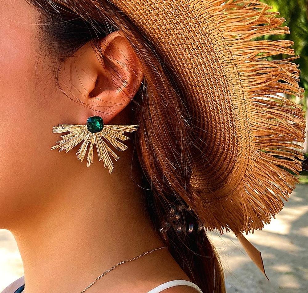 Gold Sunburst Stud Earrings