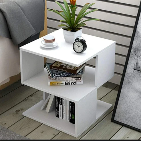Rectangle Hallow Design Night Stand Storage Bedside Table With Metal Legs