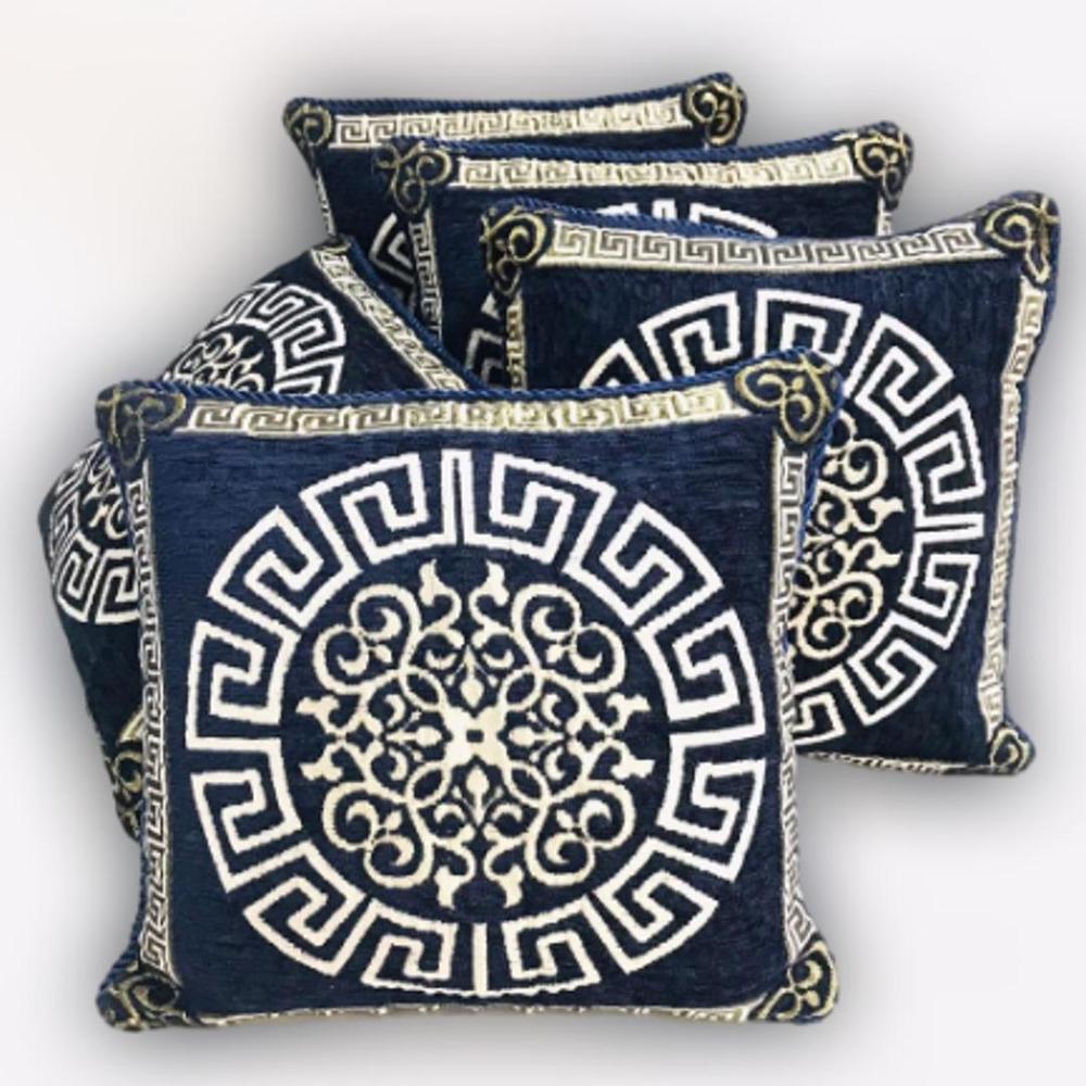 5 Pcs Velvet Jacquard Embroidered Cushion Covers With Filling