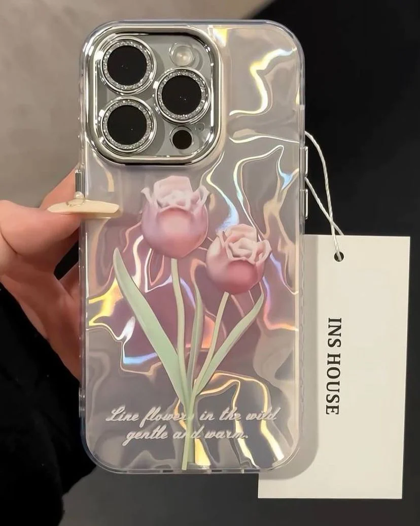 Gradient Floral iPhone Case w/ Crystal Lens Protector 70% OFF TODAY