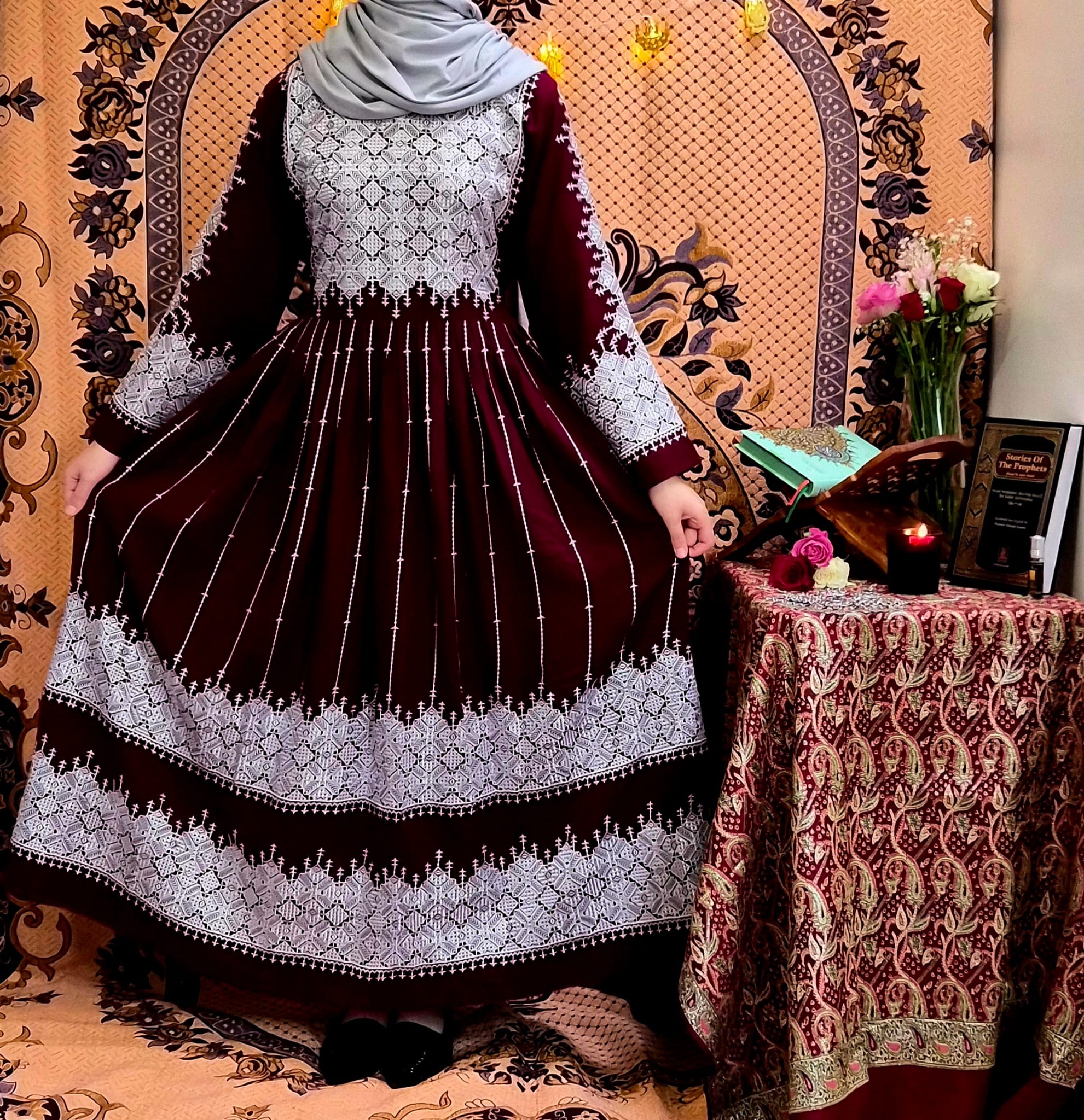 Dark Red & Silver Traditional Afghan Gand