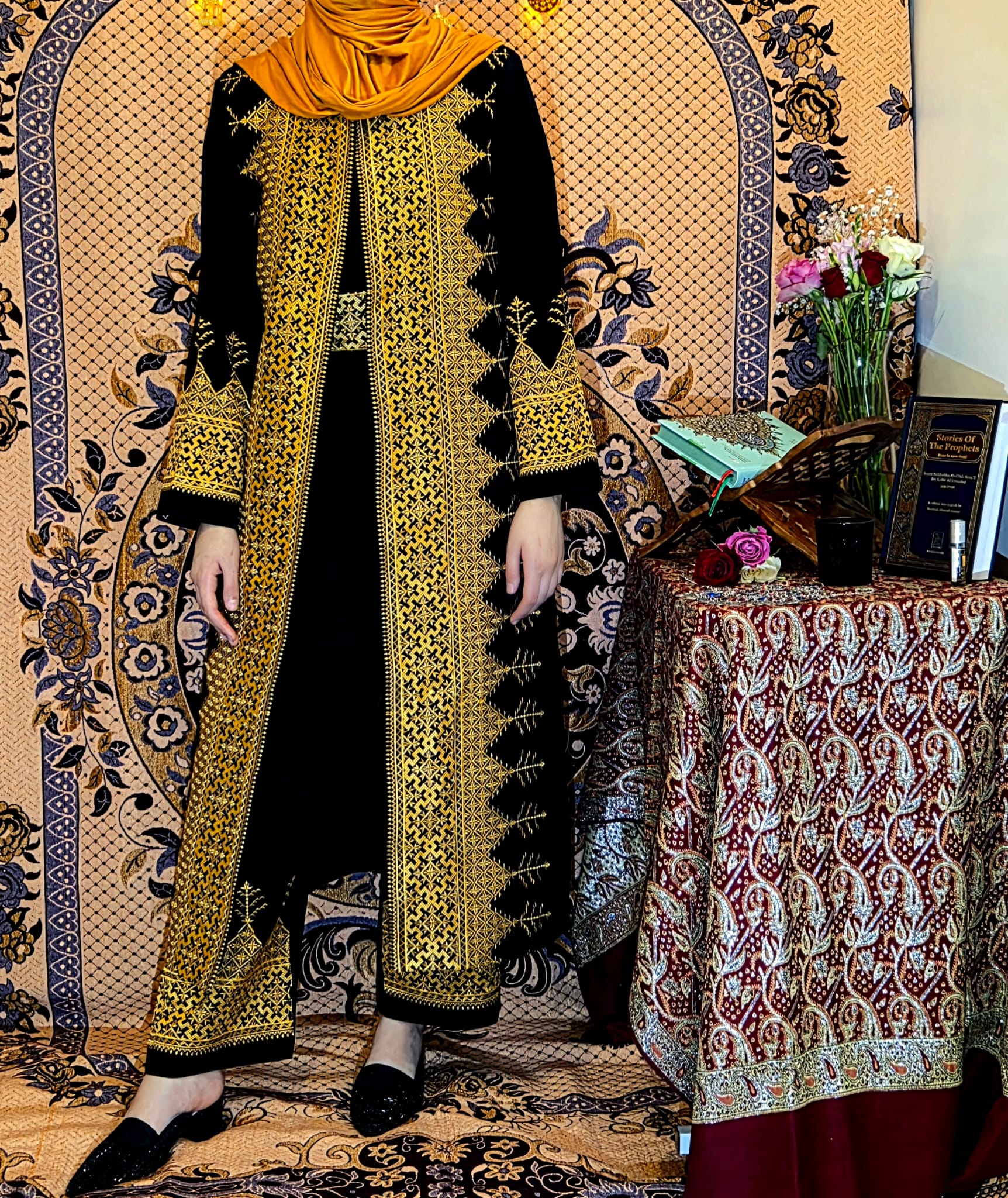 Golden Embroidered Afghan Chapan Set