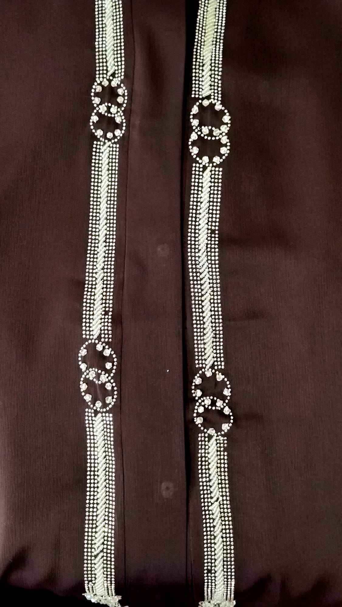 Brown & Silver Rhinestone Abaya
