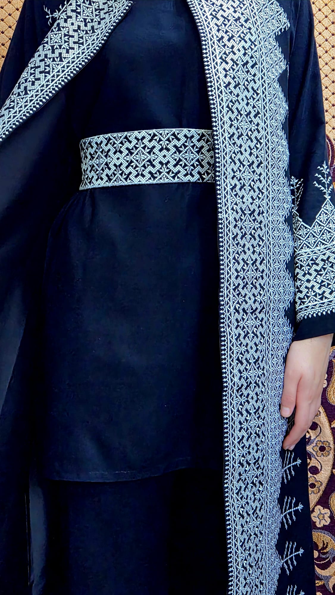 Silver Embroidered Afghan Chapan Set 