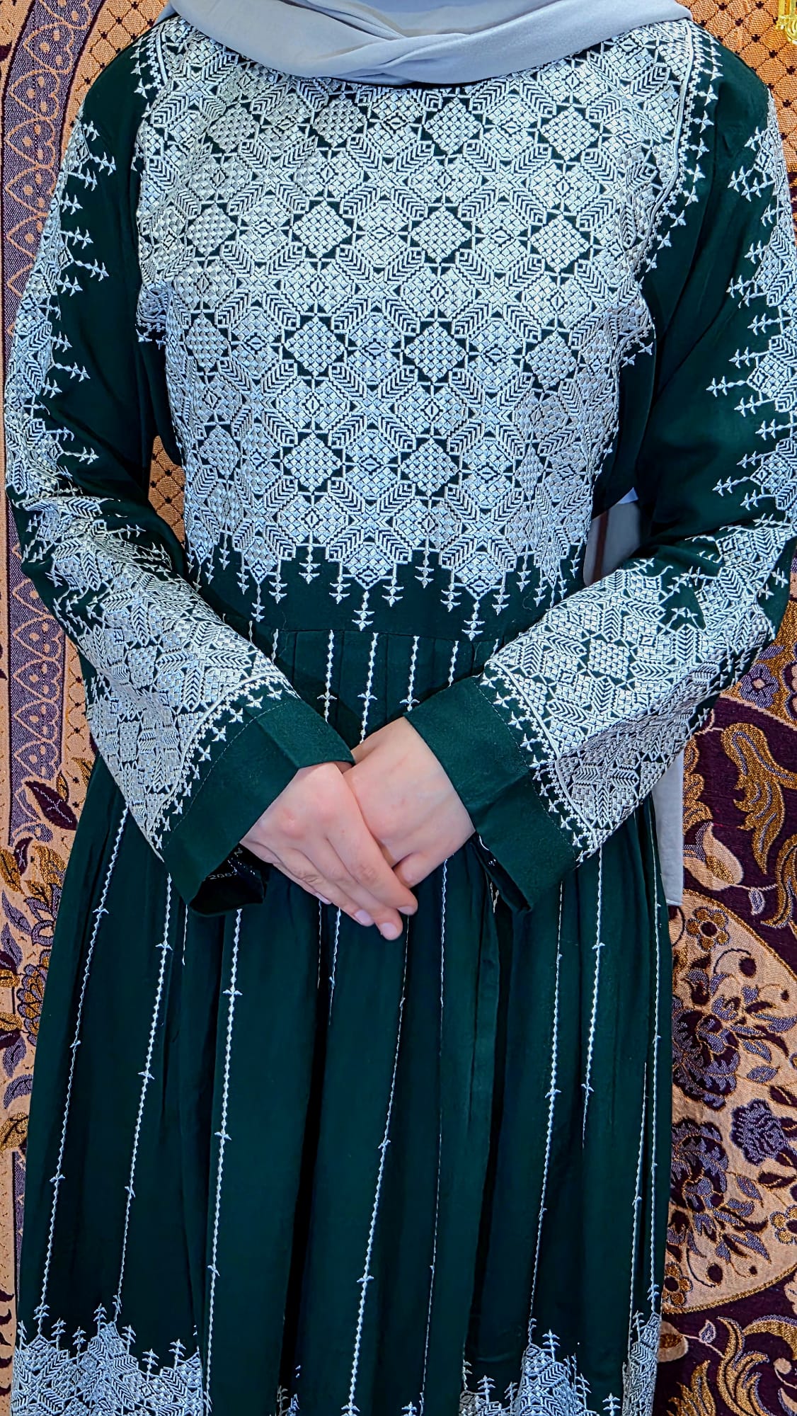 Silver & Dark Green Traditional Afghan Gand