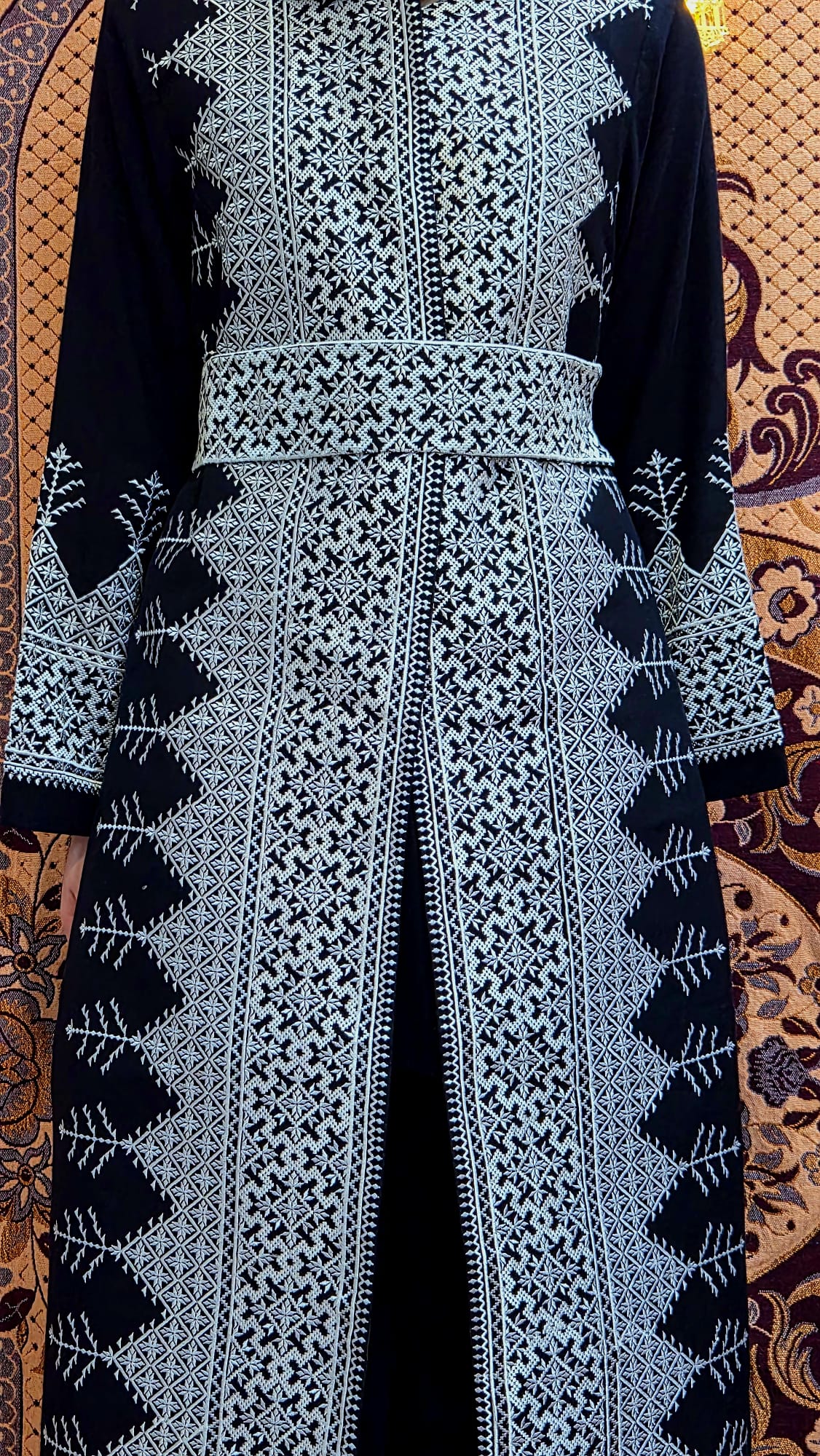 Silver Embroidered Afghan Chapan Set
