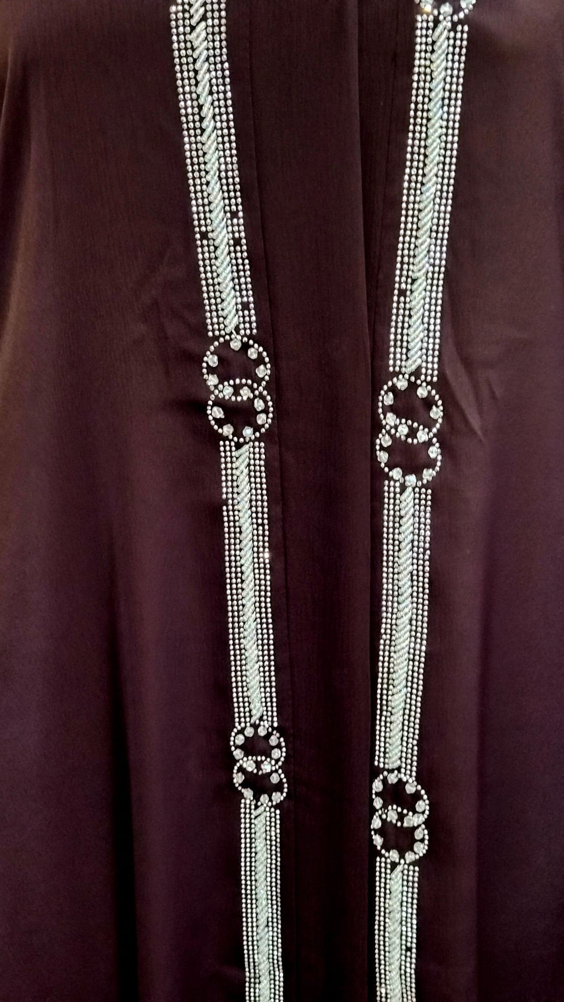 Brown & Silver Rhinestone Abaya