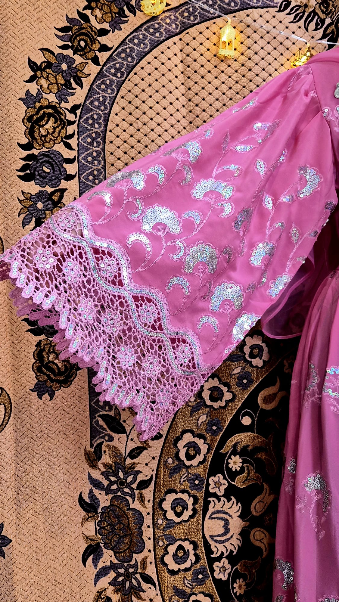 Pink Traditional Embroidered Sleeve Afghan Dress