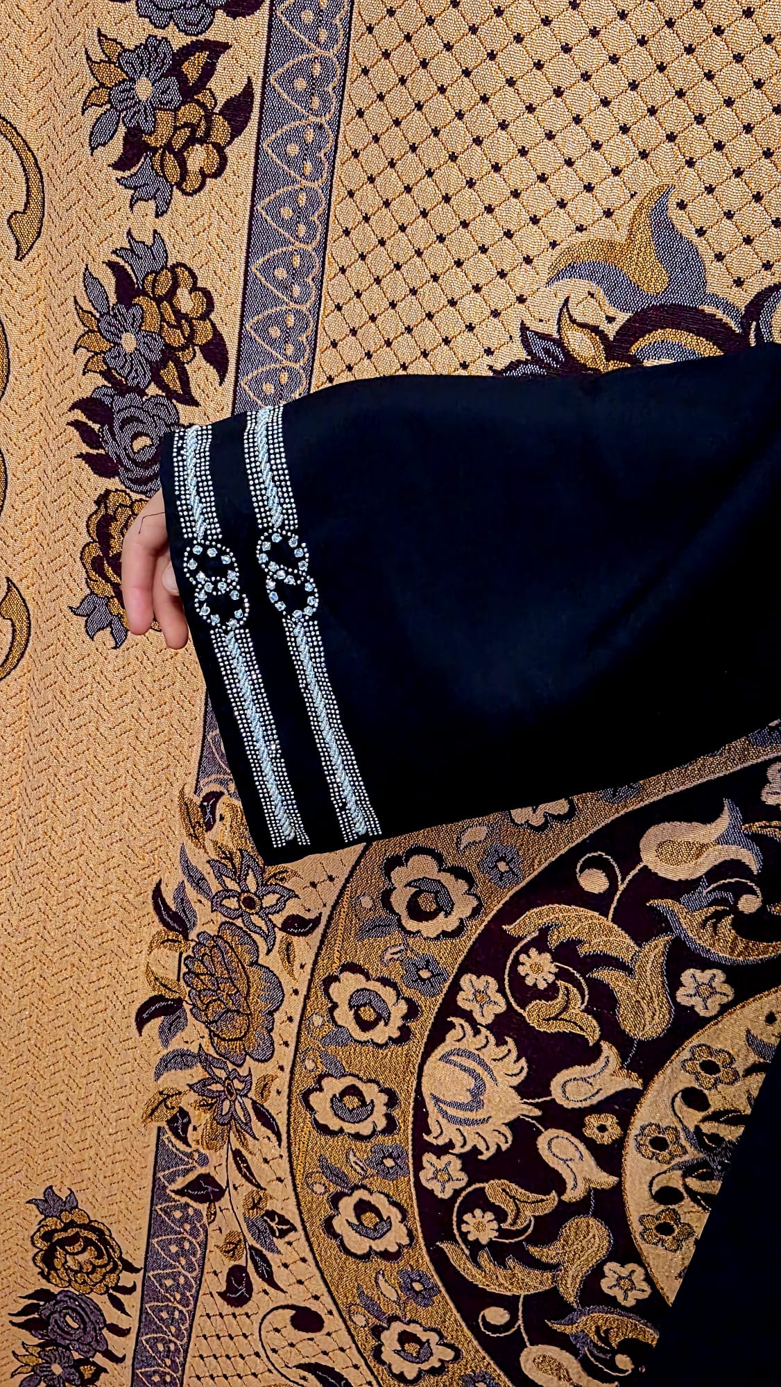 Black & Silver Rhinestone Abaya