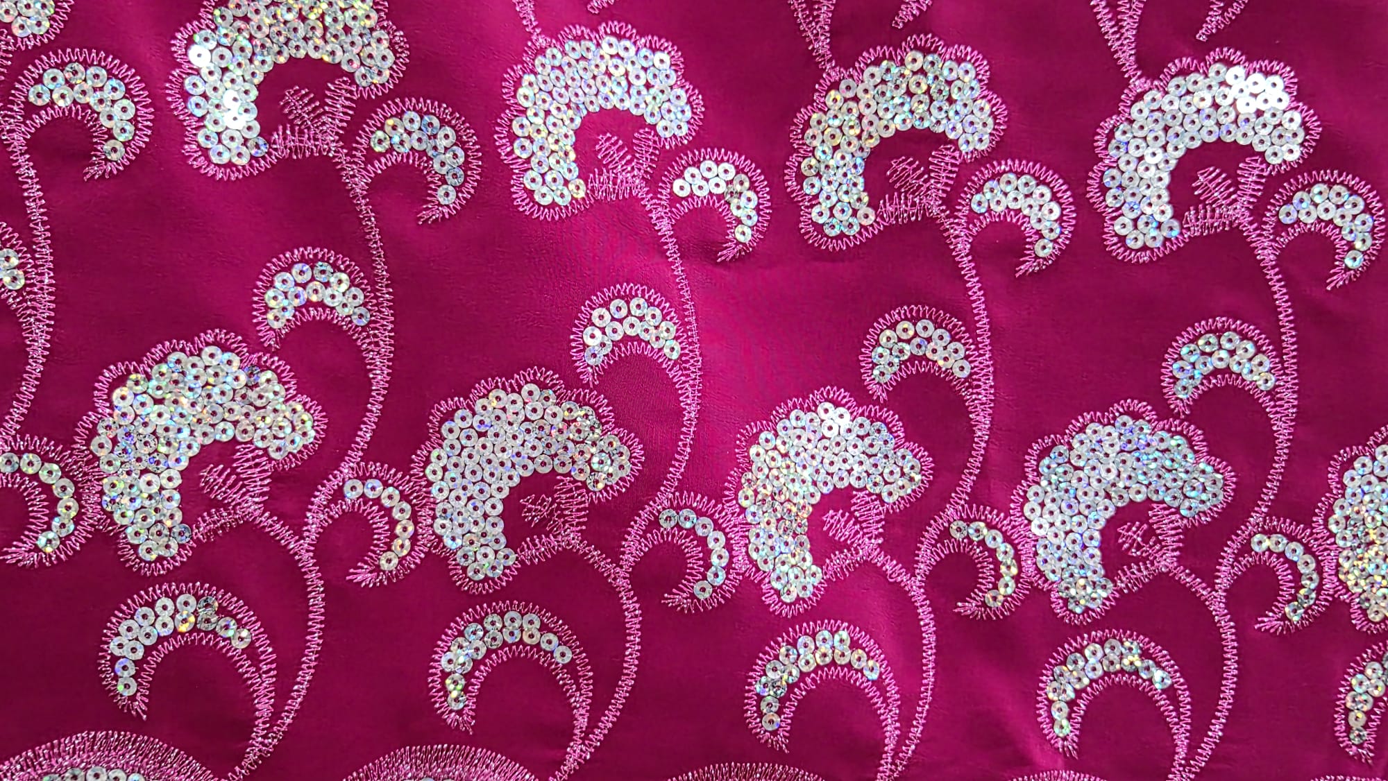 Dark Pink Traditional Embroidered Sleeve Afghan Dress