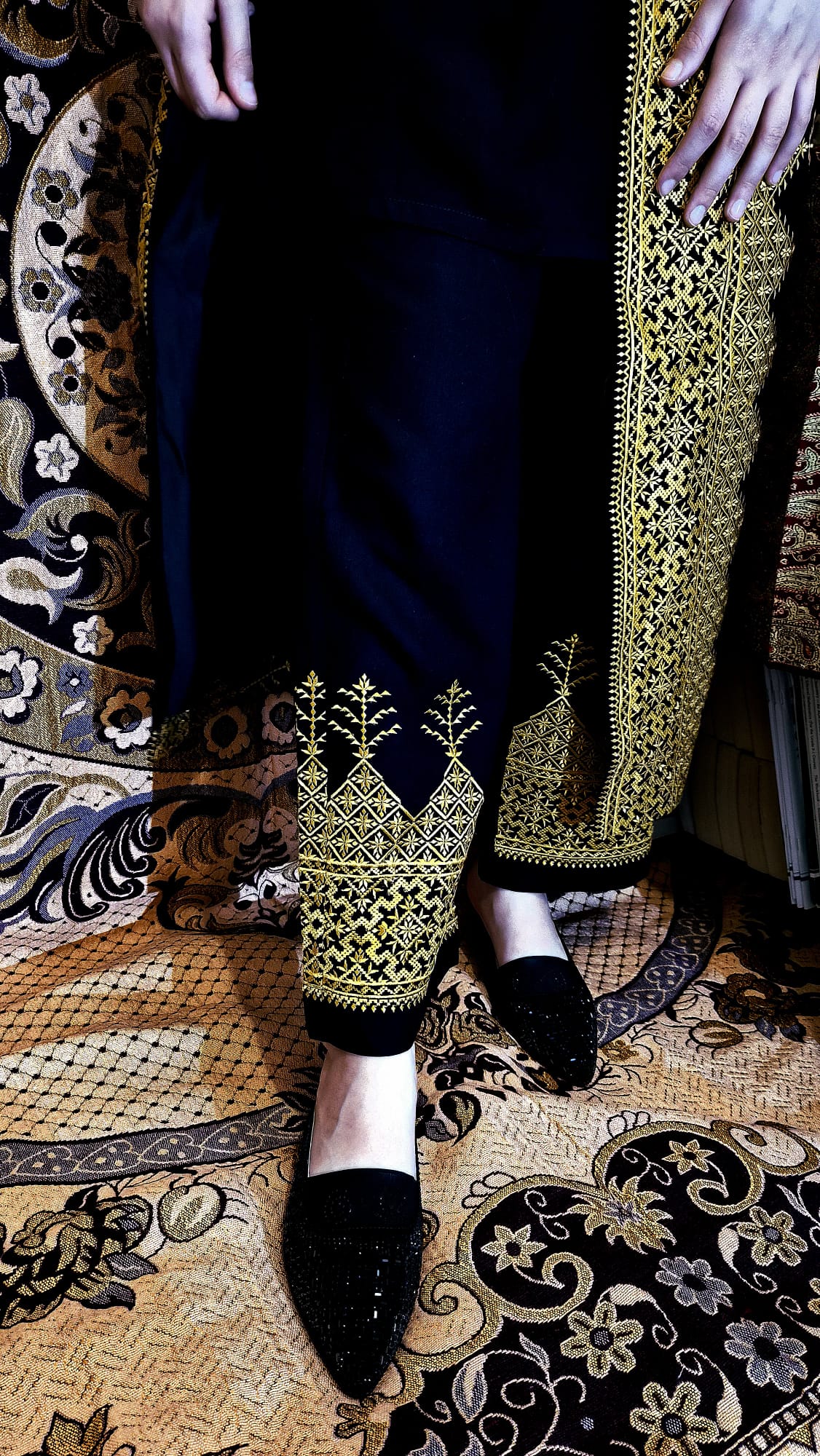 Golden Embroidered Afghan Chapan Set