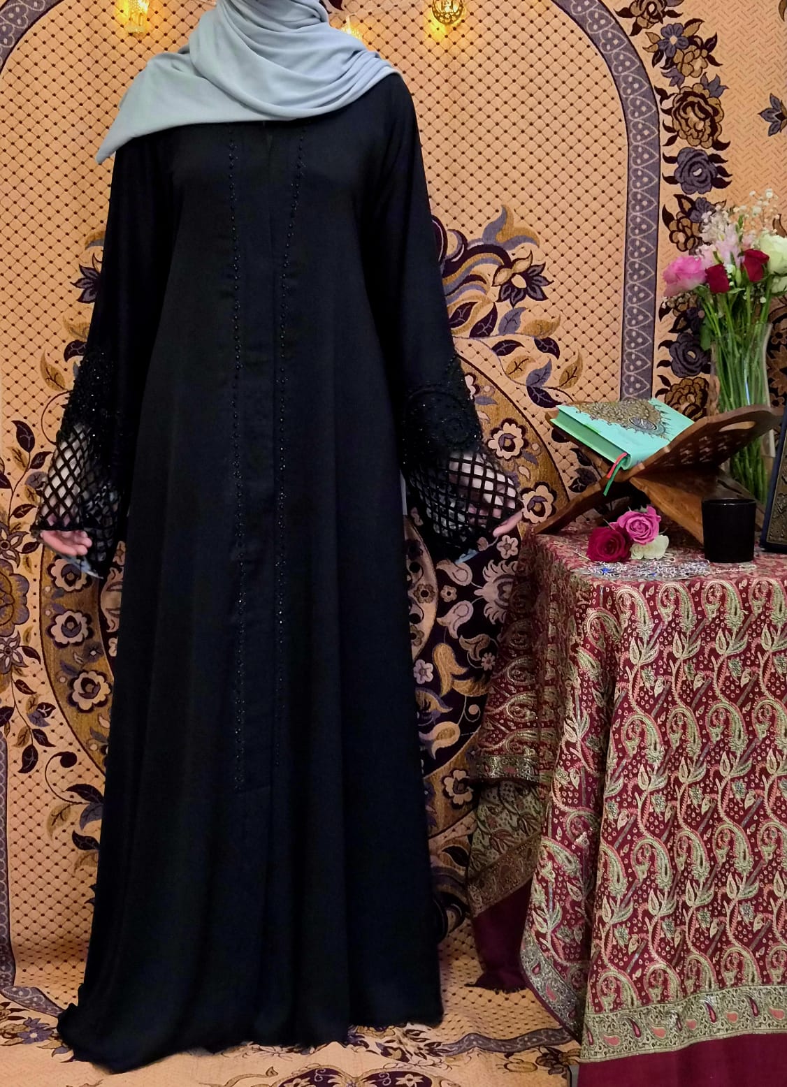 Black Embroidered Abaya