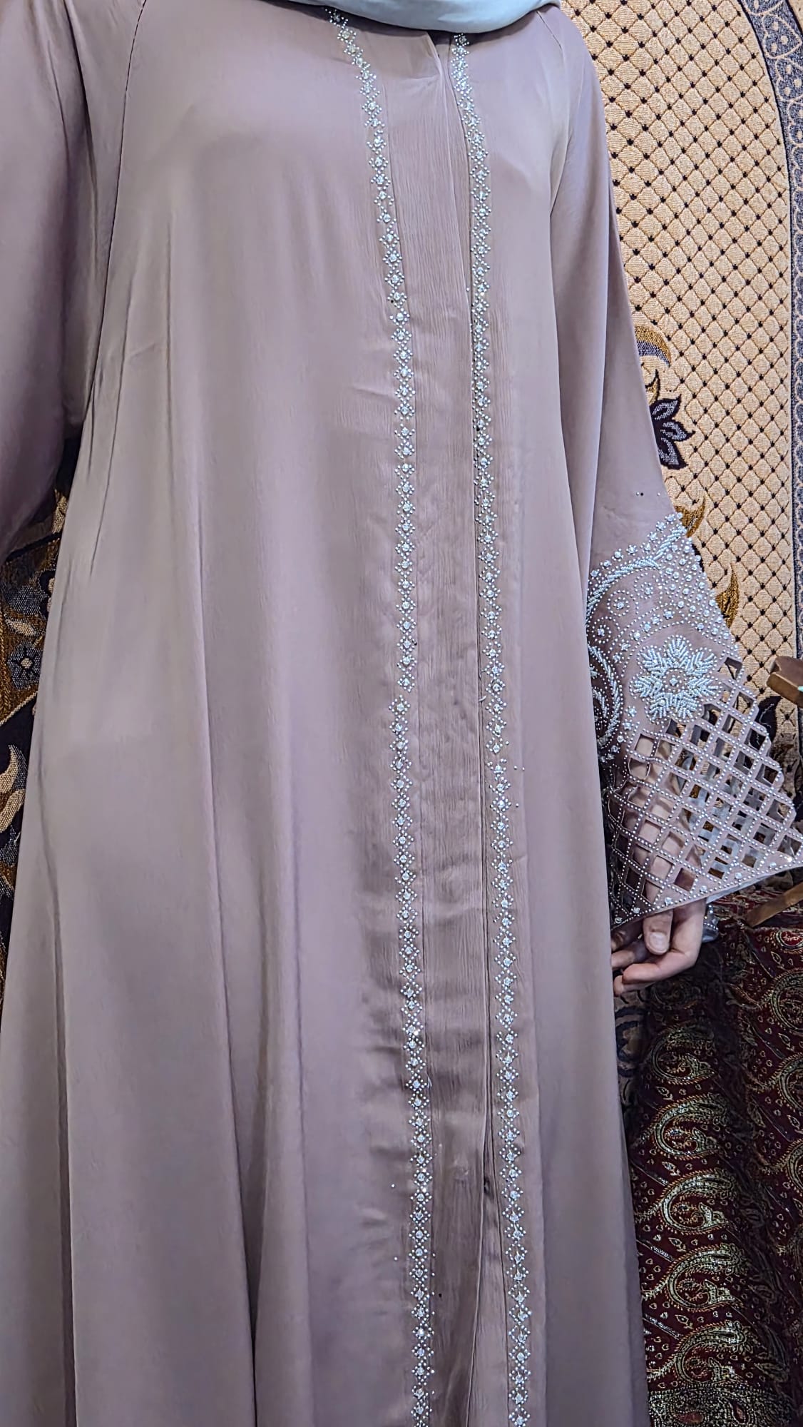 Baby Pink Embroidered Abaya