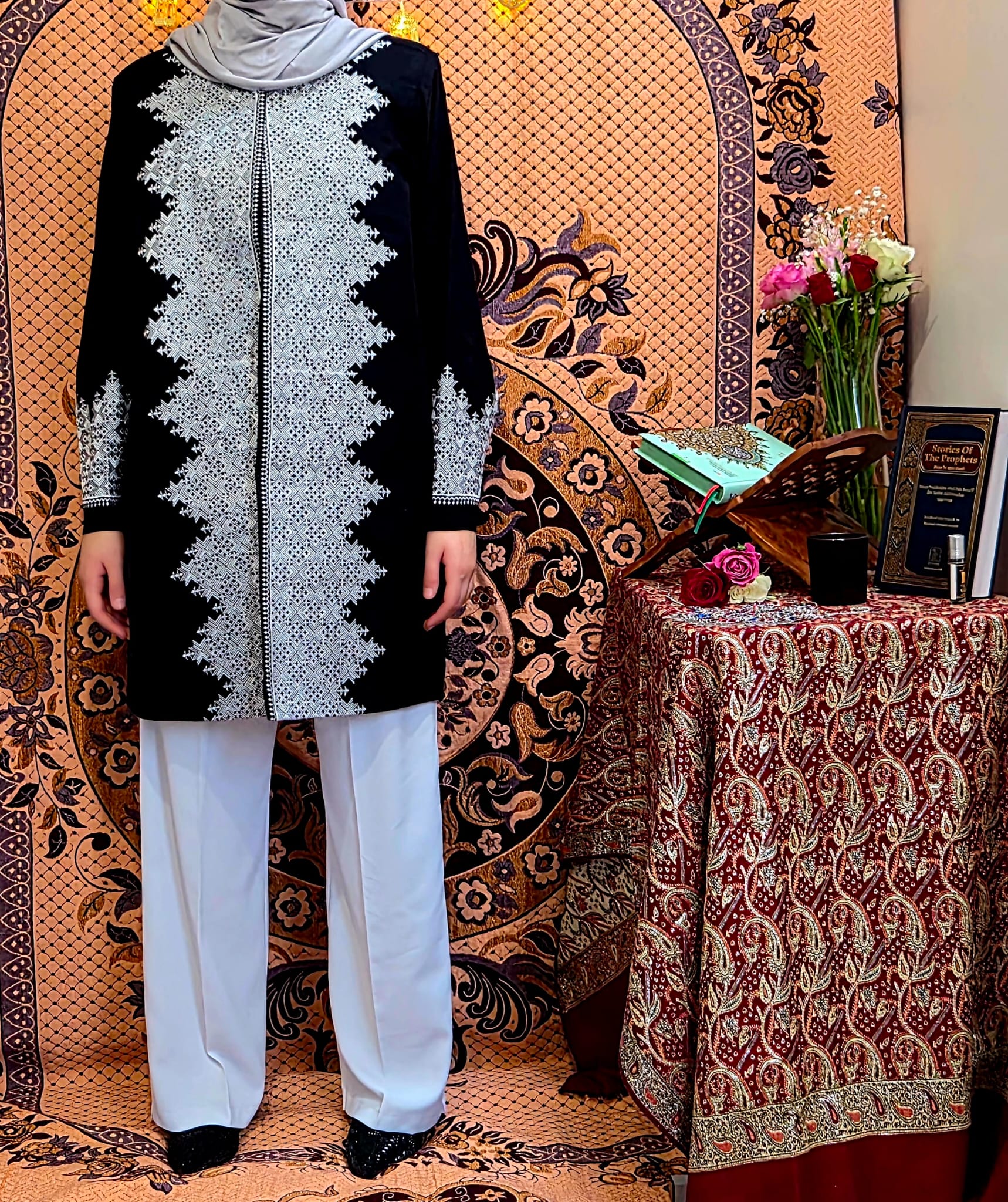 Silver Embroidered Afghan Suit Set