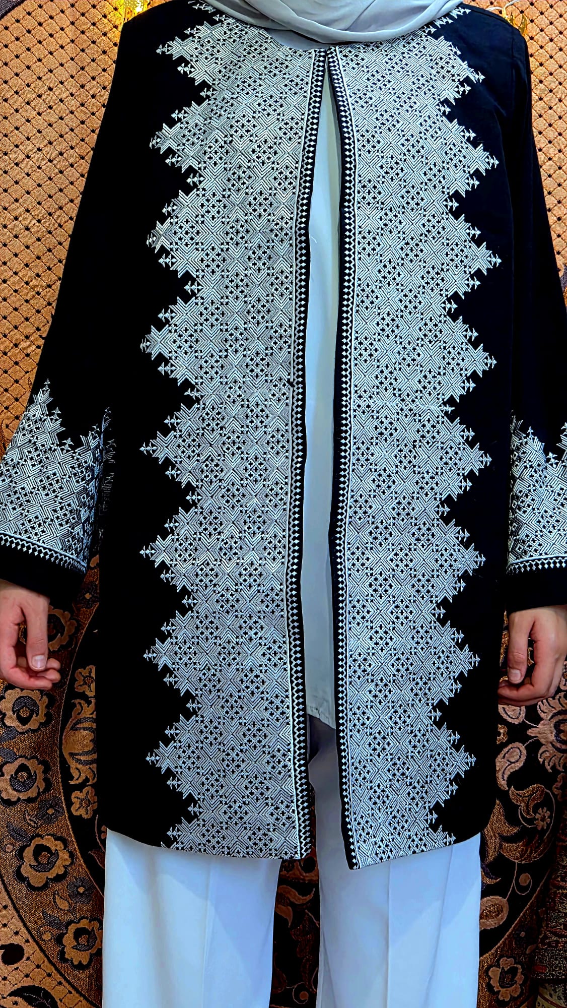 Silver Embroidered Afghan Suit Set