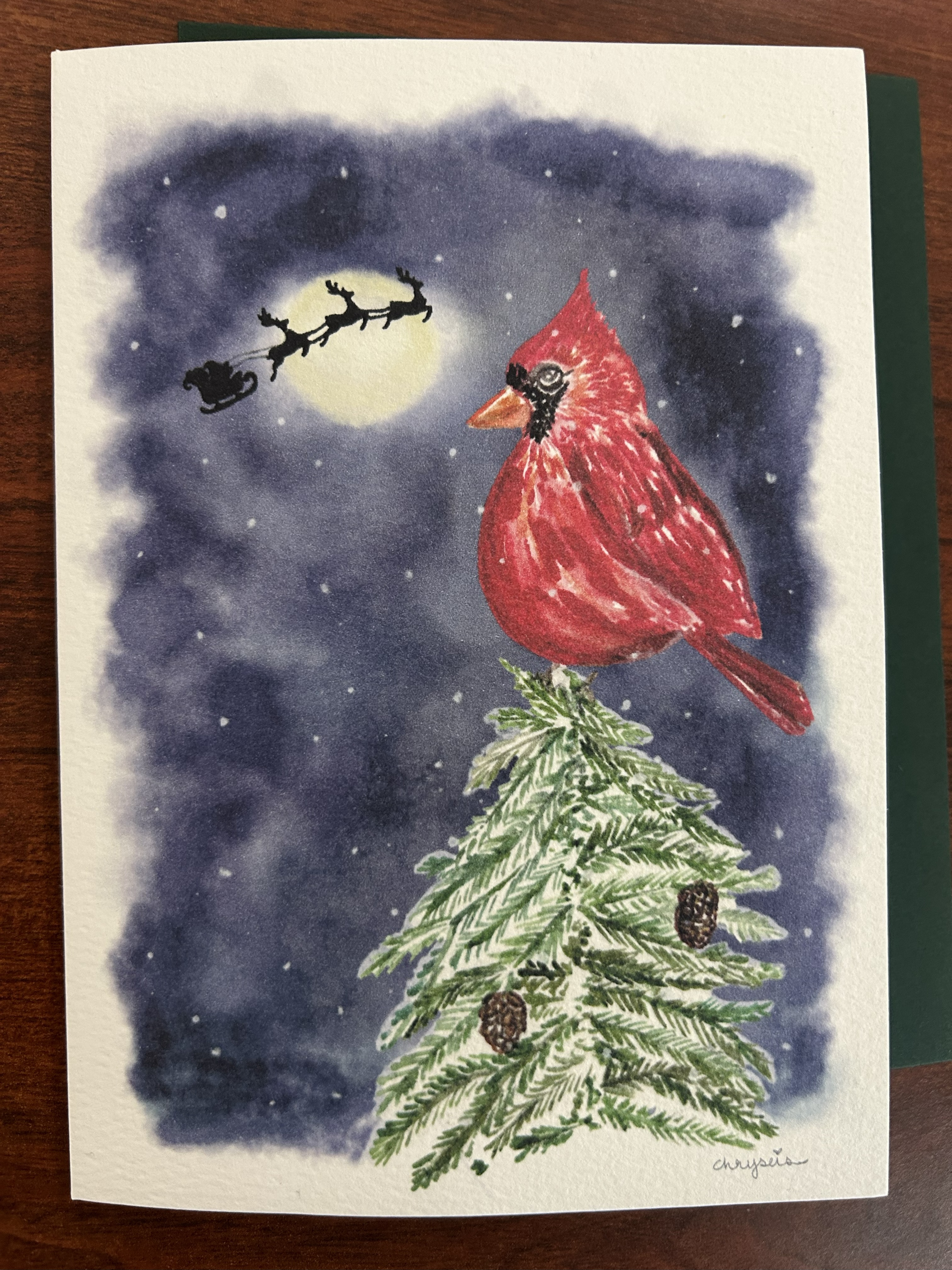 Red Cardinal and Santa's Sleigh