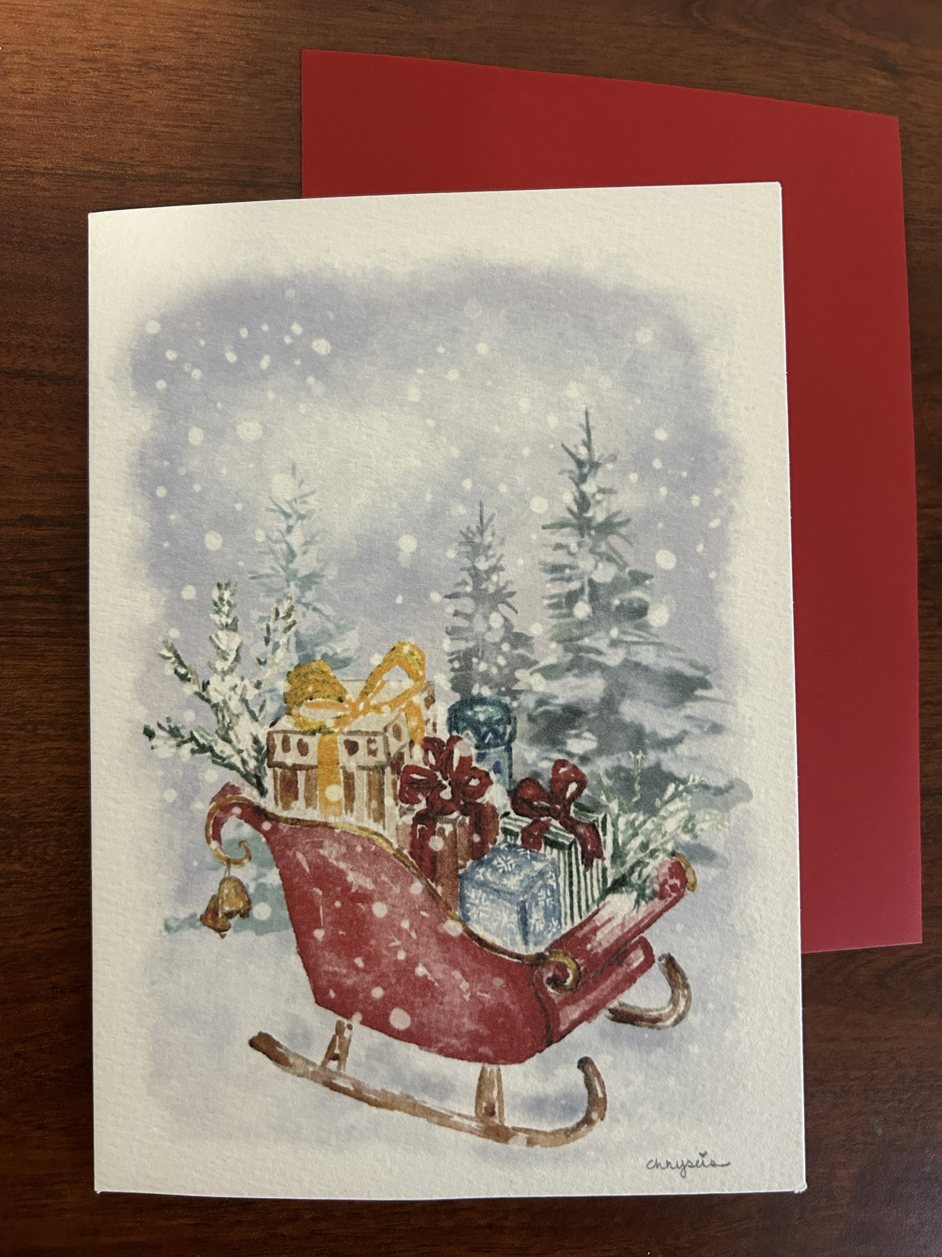 Sleigh with Gifts in Snow