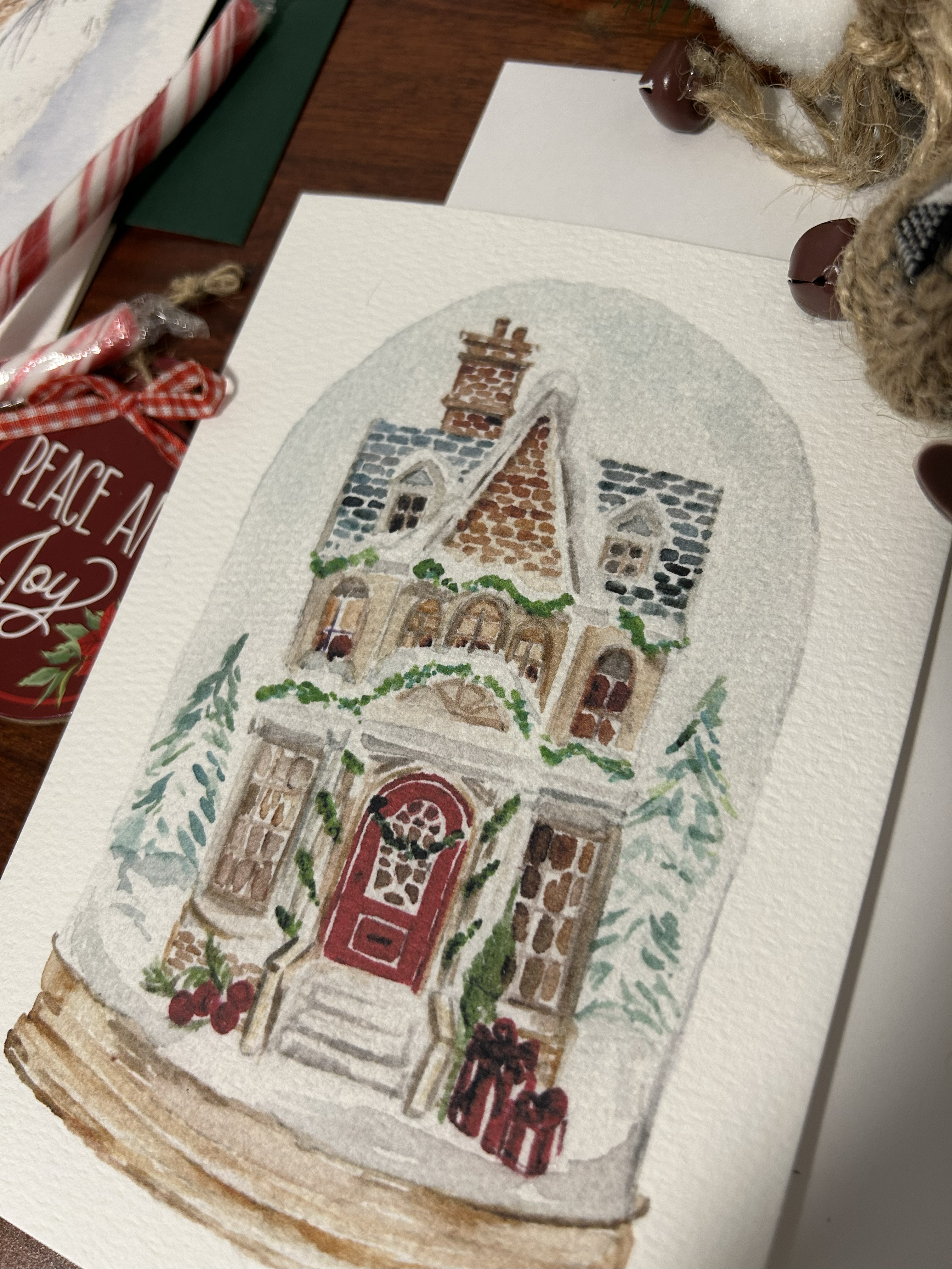 Winter House in Snow Jar