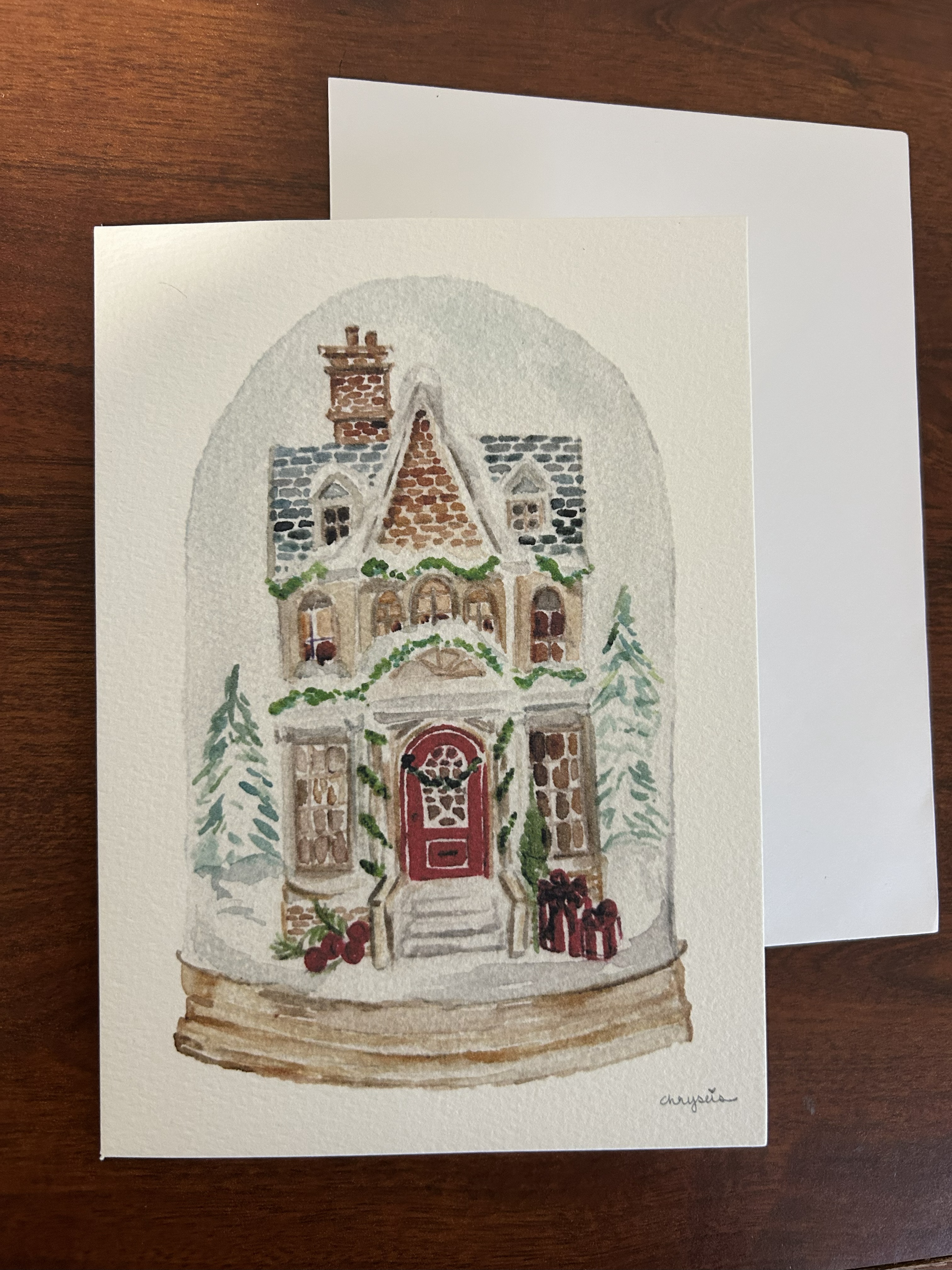 Winter House in Snow Jar