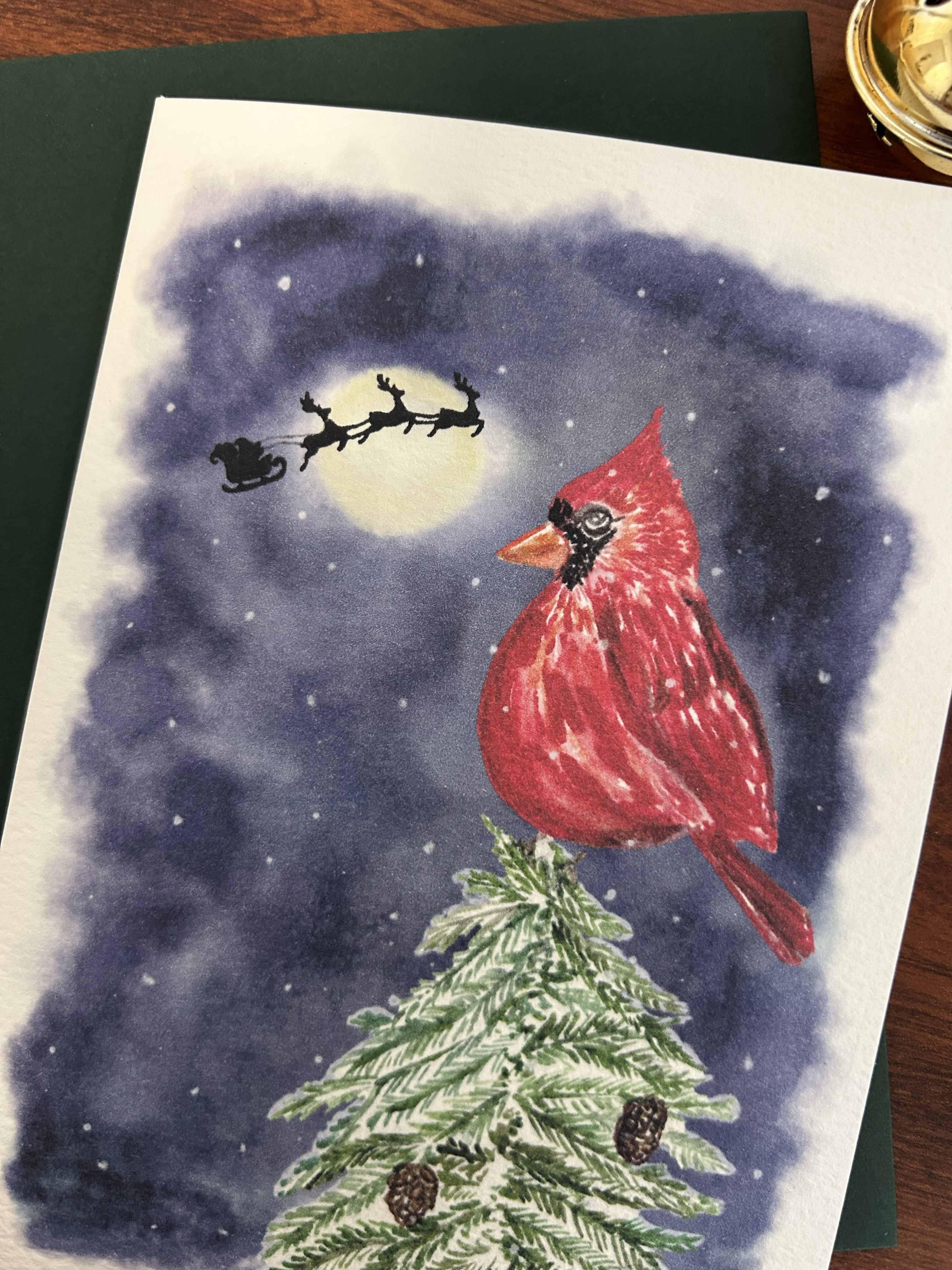 Red Cardinal and Santa's Sleigh