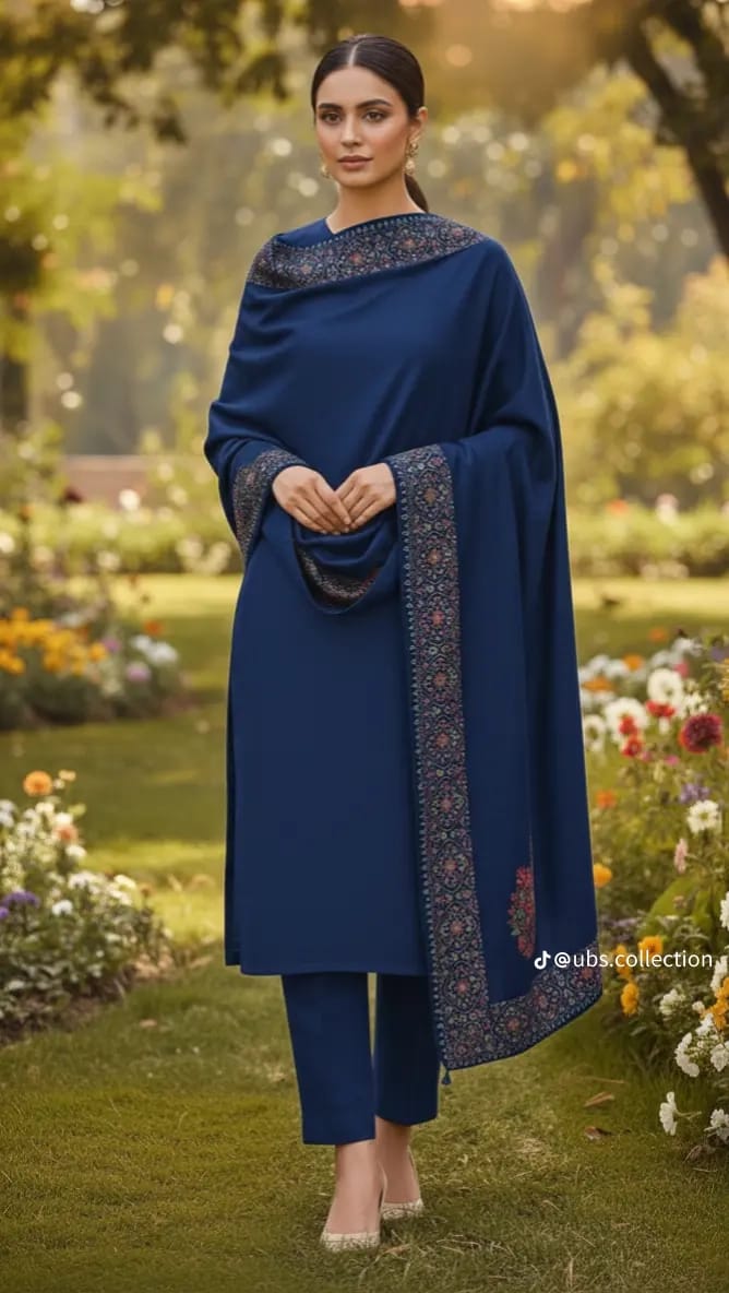 Wool Pashmina 3 pc suit with Shawl 