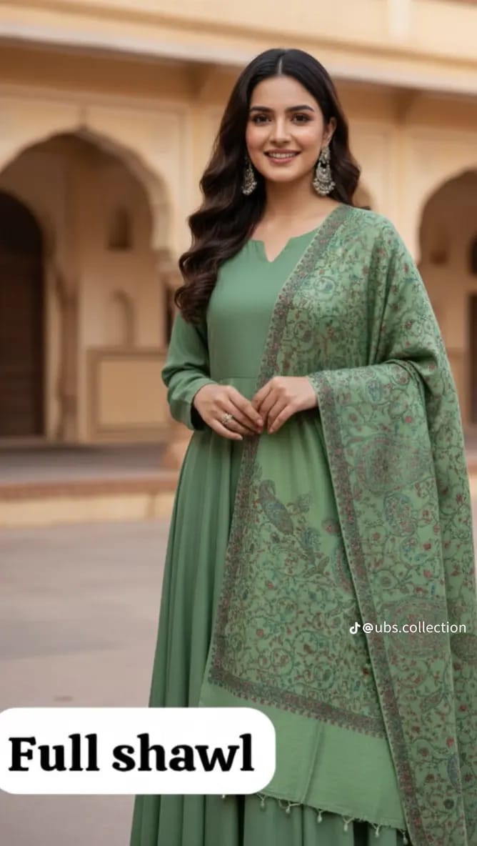 Wool Pashmina 3 pc suit with Shawl 