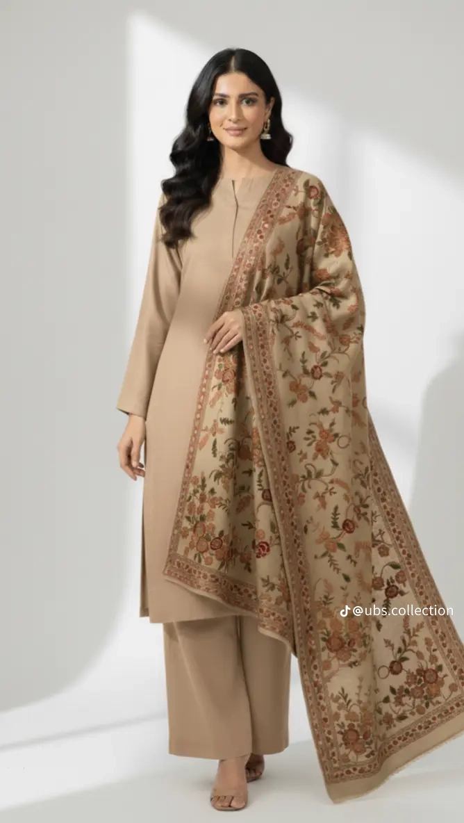 3-Pc Suit with Embroidered Shawl 