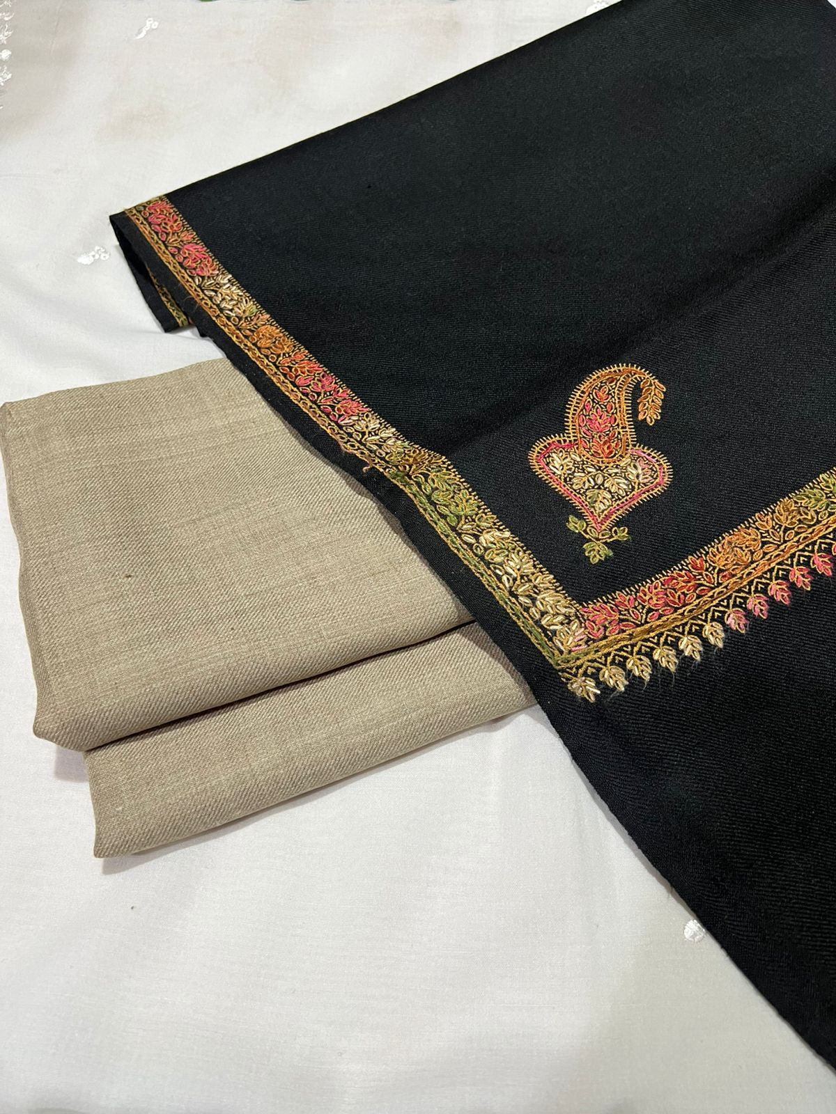 Hand Embroidery PASHMINA 3pcs with full shawl.