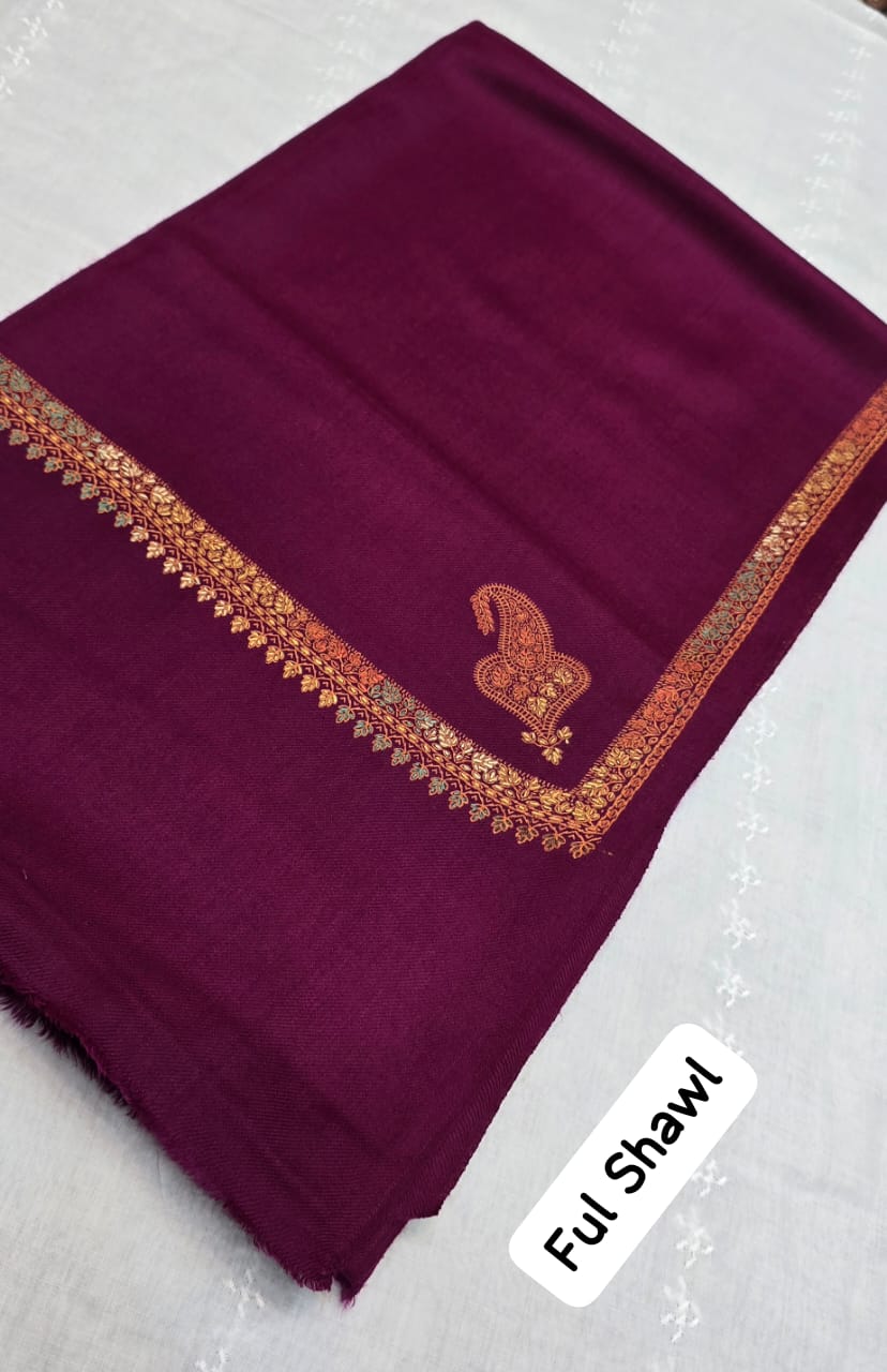 Kashmiri embroidery PASHMINA full shawl.