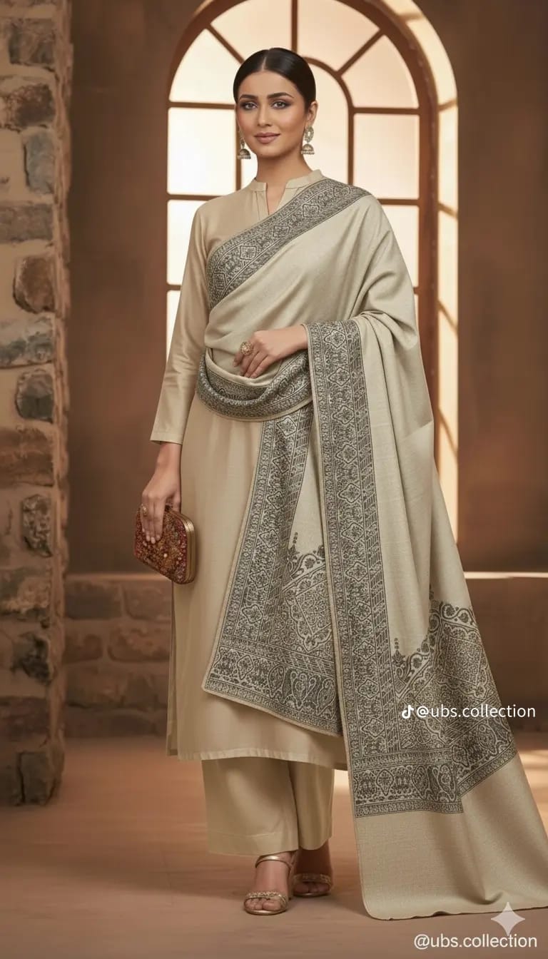 Maroon Embroidered Shawl Suit